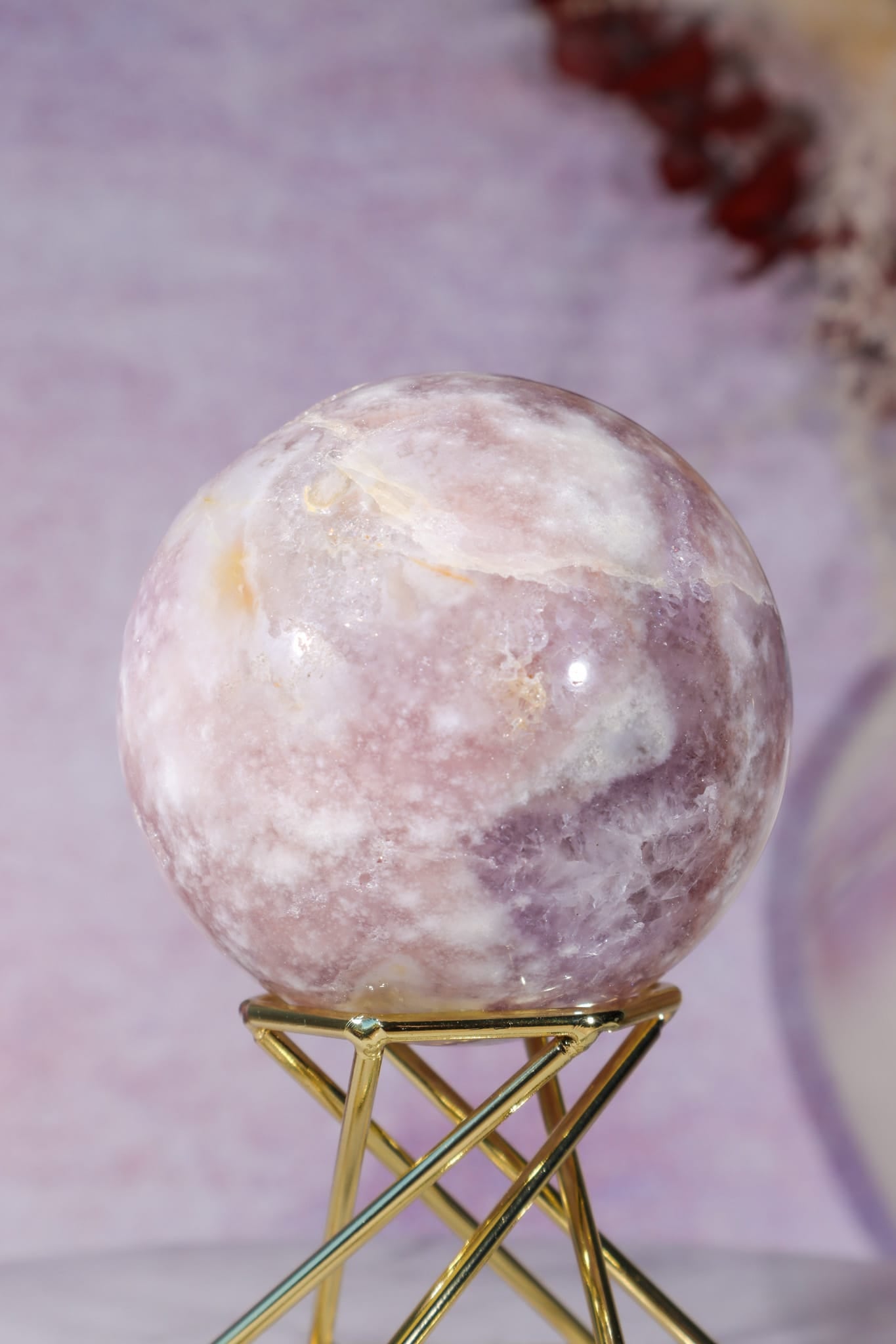 Pink Amethyst with Flower Agate & Lilac Amethyst Sphere 6.3cm spheres Tali & Loz Crystals