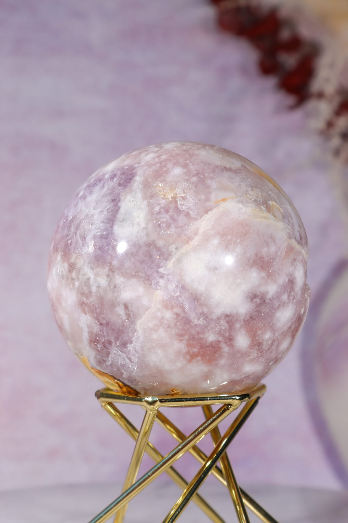Pink Amethyst with Flower Agate & Lilac Amethyst Sphere 6.3cm spheres Tali & Loz Crystals