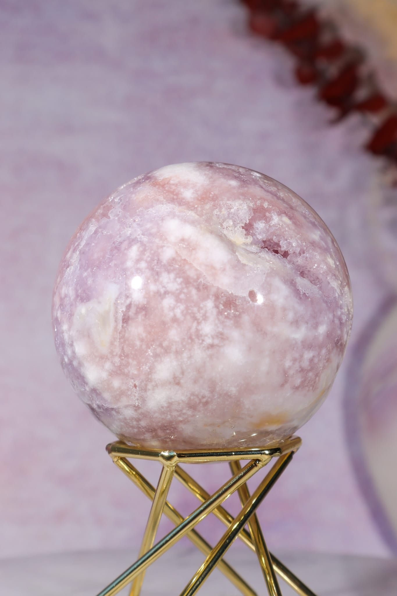 Pink Amethyst with Flower Agate & Lilac Amethyst Sphere 6.3cm spheres Tali & Loz Crystals