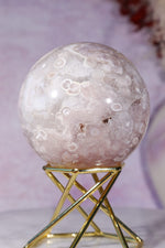 Pink Amethyst with Flower Agate & White Quartz Druzy Sphere 6.2cm spheres Tali & Loz Crystals