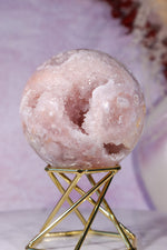 Pink Amethyst with Flower Agate & White Quartz Druzy Sphere 6.2cm spheres Tali & Loz Crystals
