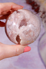 Pink Amethyst with Flower Agate & White Quartz Druzy Sphere 6.2cm spheres Tali & Loz Crystals