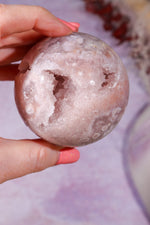 Pink Amethyst with Flower Agate & White Quartz Druzy Sphere 6.2cm spheres Tali & Loz Crystals