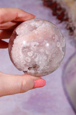 Pink Amethyst with Flower Agate & White Quartz Druzy Sphere 6.2cm spheres Tali & Loz Crystals