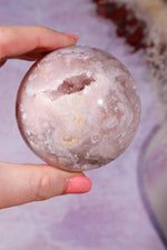 Pink Amethyst with Flower Agate & White Quartz Druzy Sphere 6.2cm spheres Tali & Loz Crystals