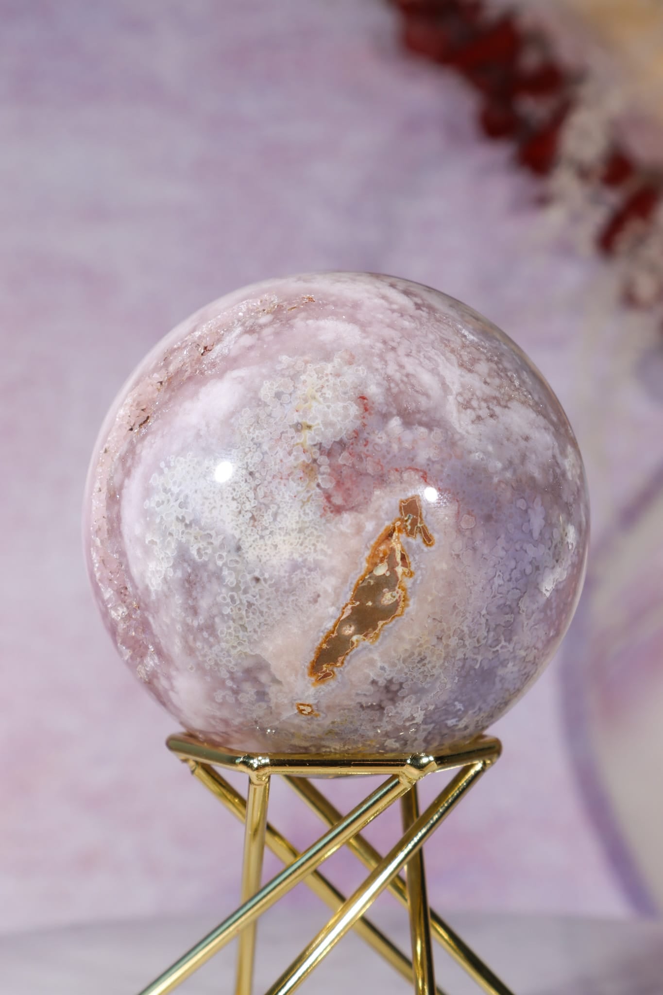 Pink Amethyst with Orbicular Agate & Lilac Amethyst Sphere 6.2cm spheres Tali & Loz Crystals