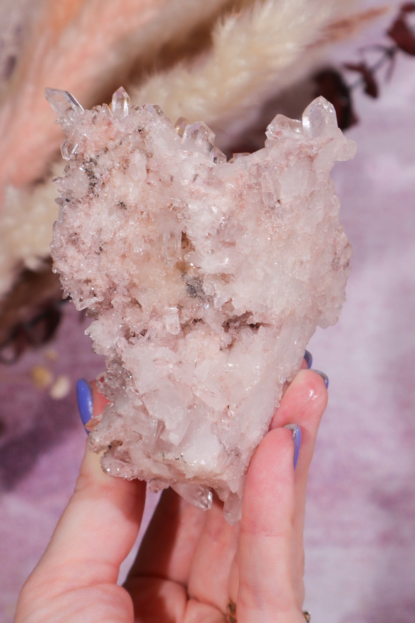 Pink Lemurian Cluster with Halloysite Inclusions 0.2kg - Tali & Loz Crystals