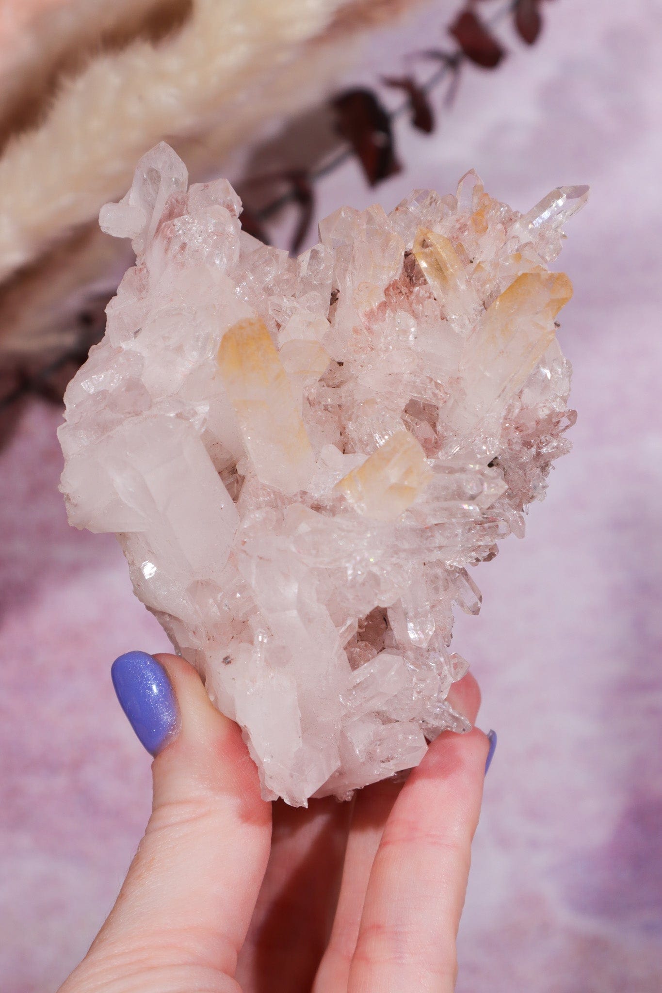 Pink Lemurian Cluster with Halloysite Inclusions 0.2kg - Tali & Loz Crystals