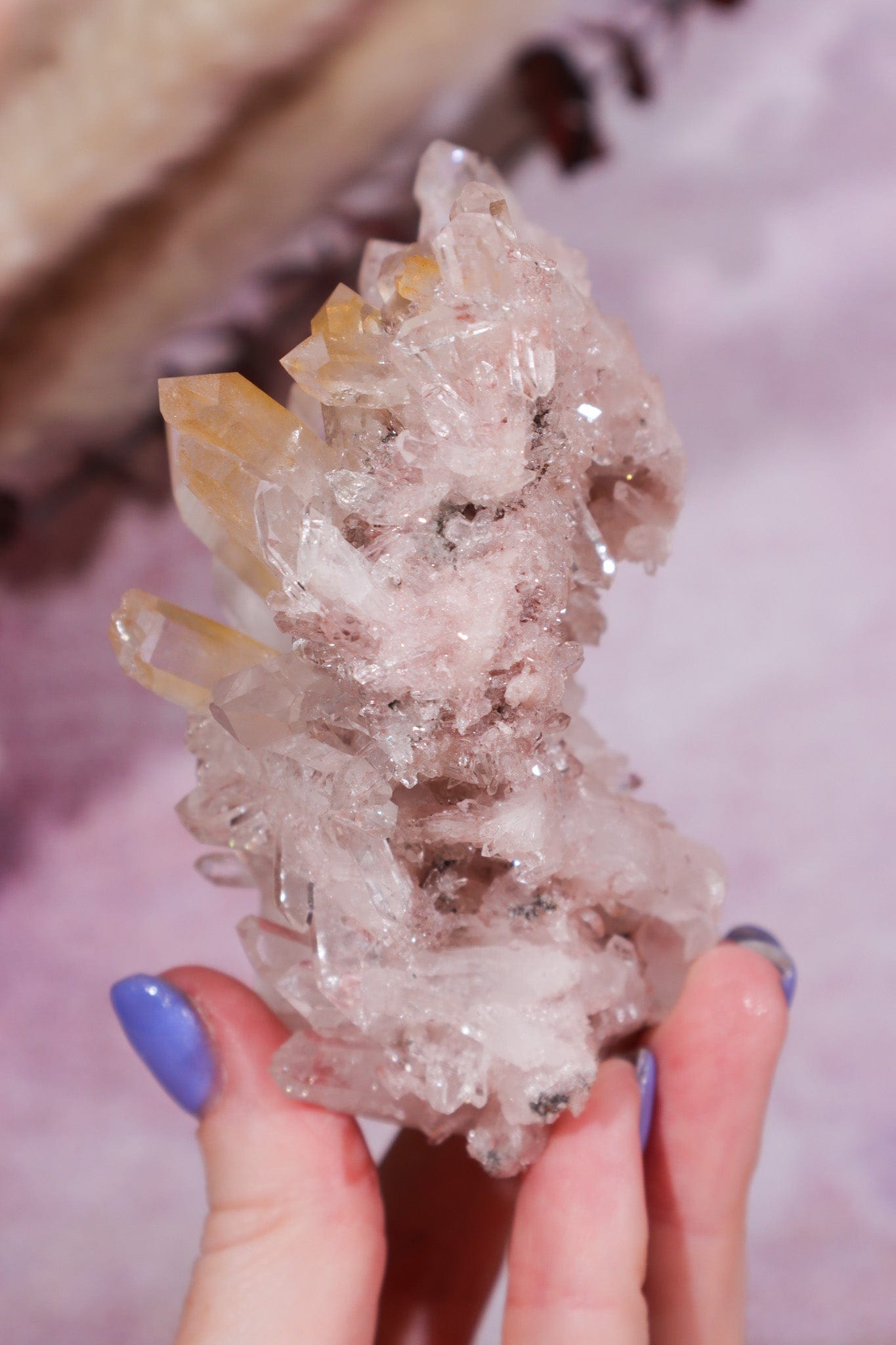 Pink Lemurian Cluster with Halloysite Inclusions 0.2kg - Tali & Loz Crystals
