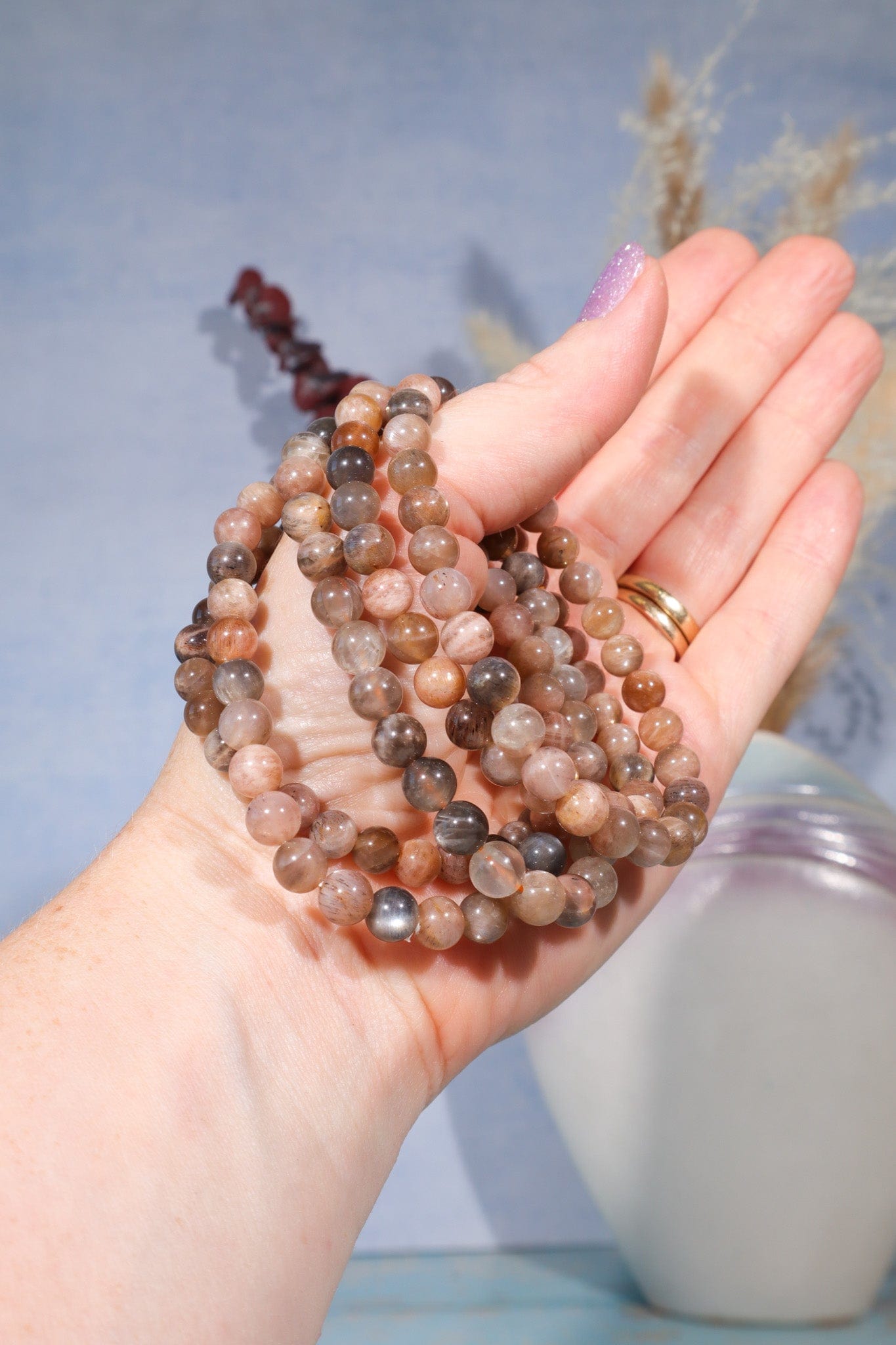 Pink Moonstone Bracelet (Bead Size 0.6cm) Bracelets Tali & Loz Crystals