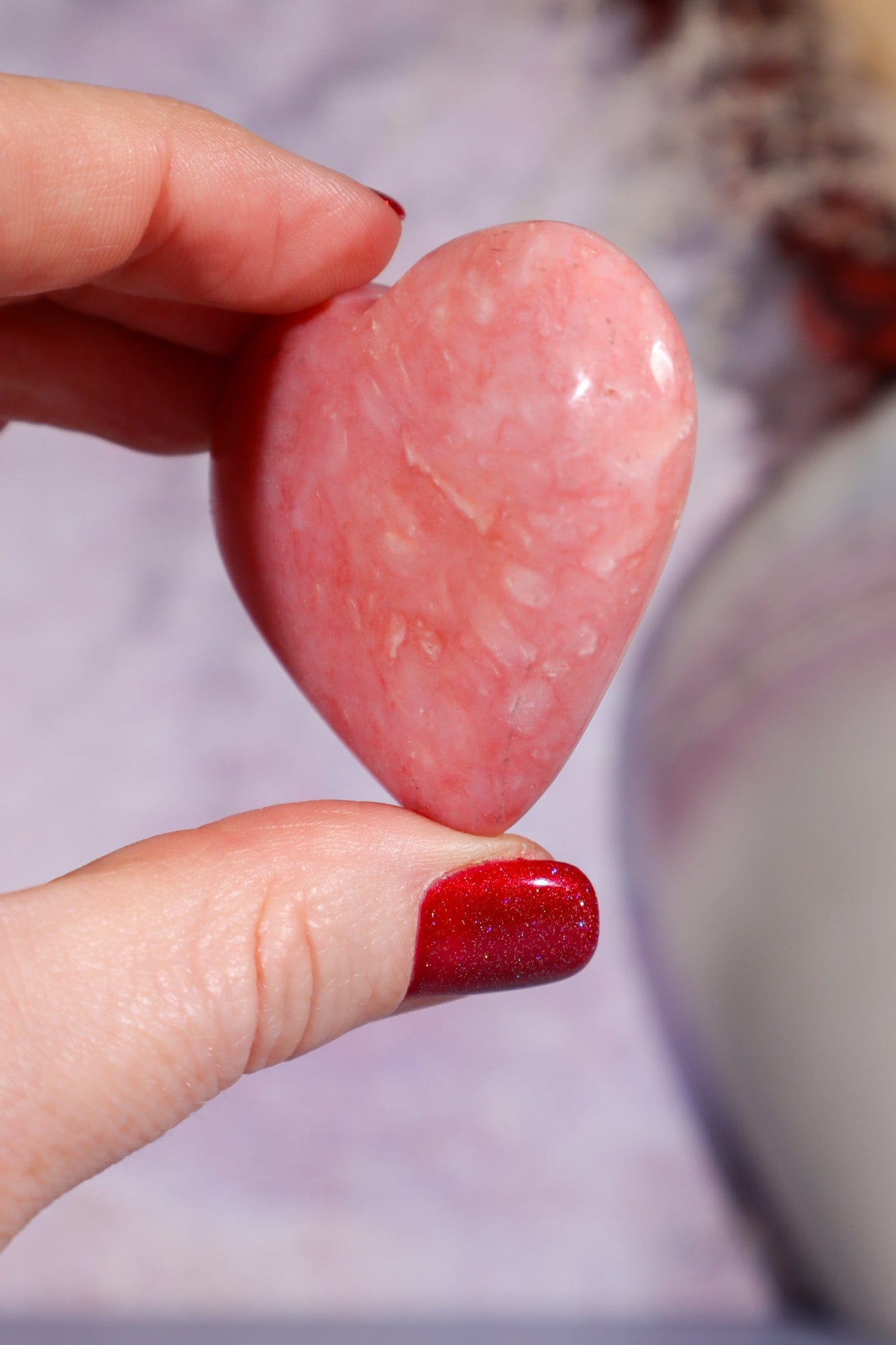 Pink Opal Heart 4.4cm, Peru Hearts Tali & Loz Crystals