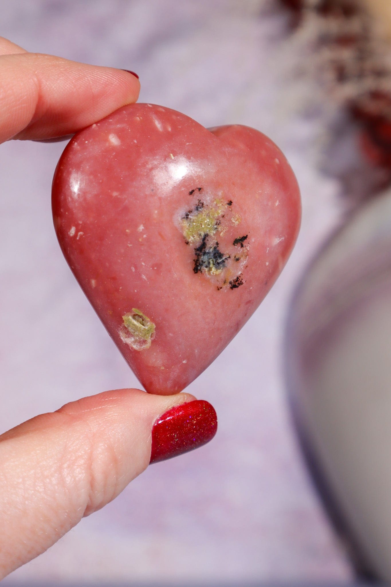 Pink Opal Heart 5cm, Peru Hearts Tali & Loz Crystals