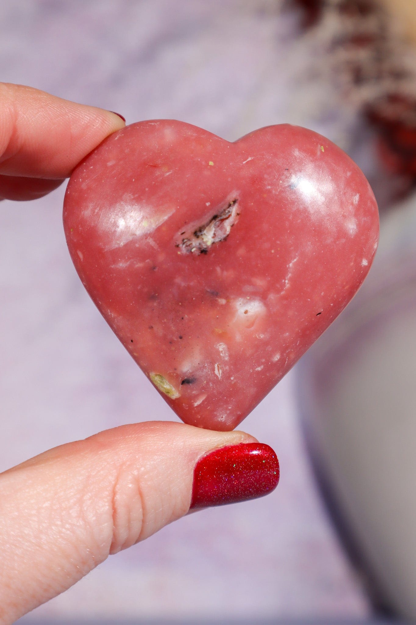 Pink Opal Heart 5cm, Peru Hearts Tali & Loz Crystals