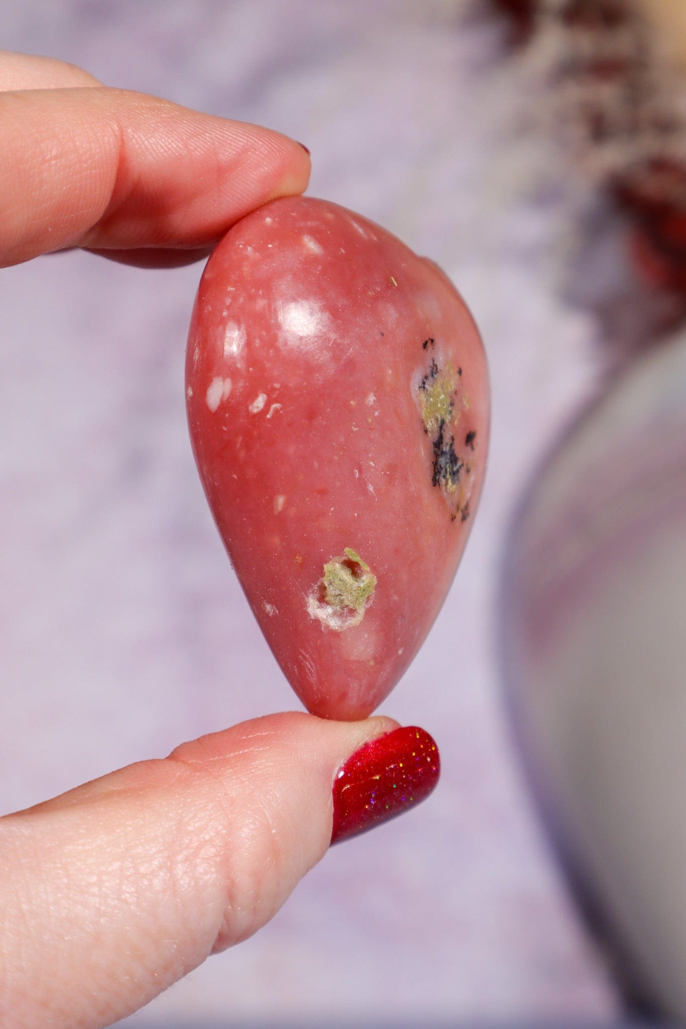Pink Opal Heart 5cm, Peru Hearts Tali & Loz Crystals
