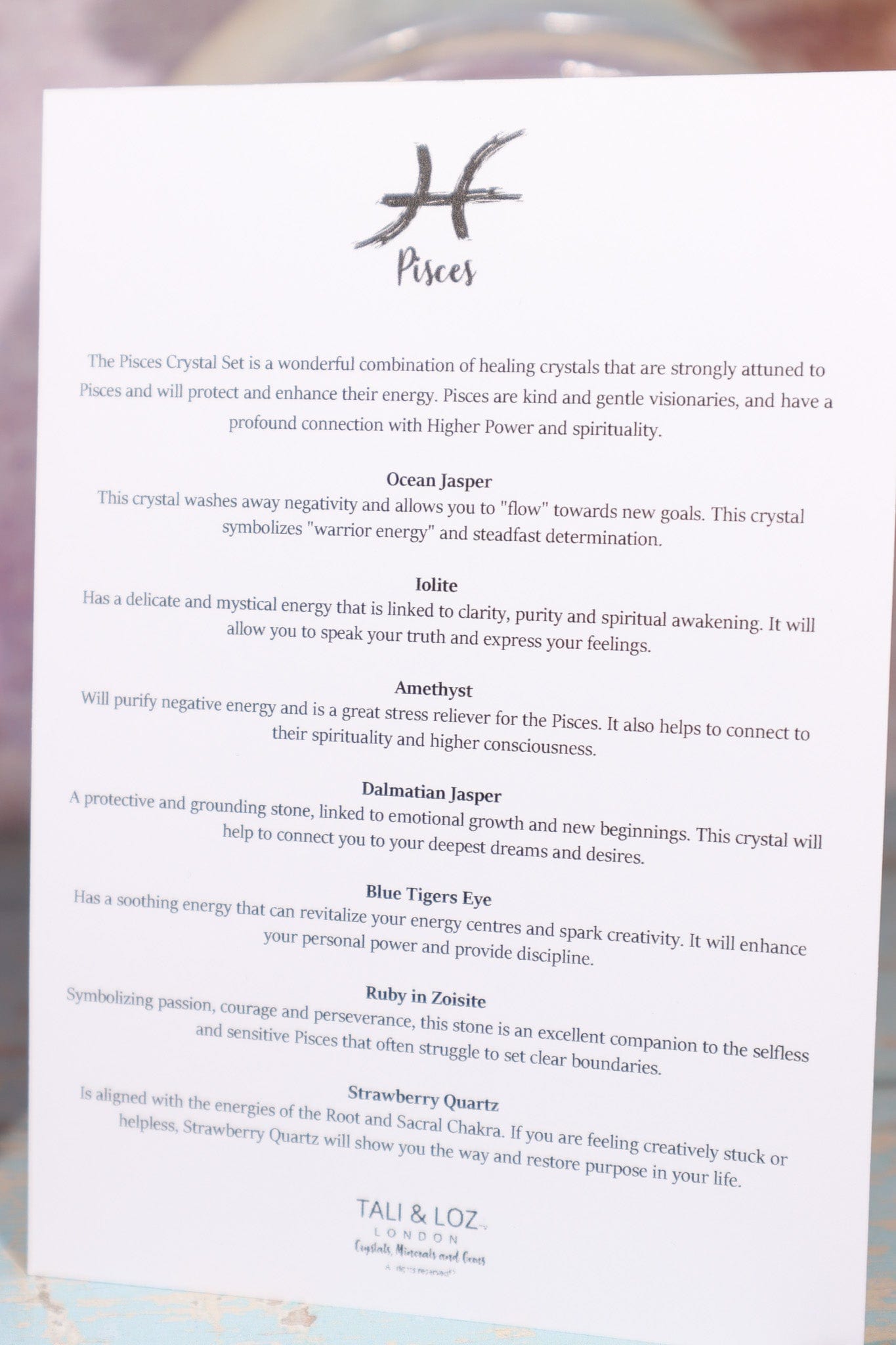 Pisces Zodiac Crystal Set Crystal Sets Tali & Loz Crystals