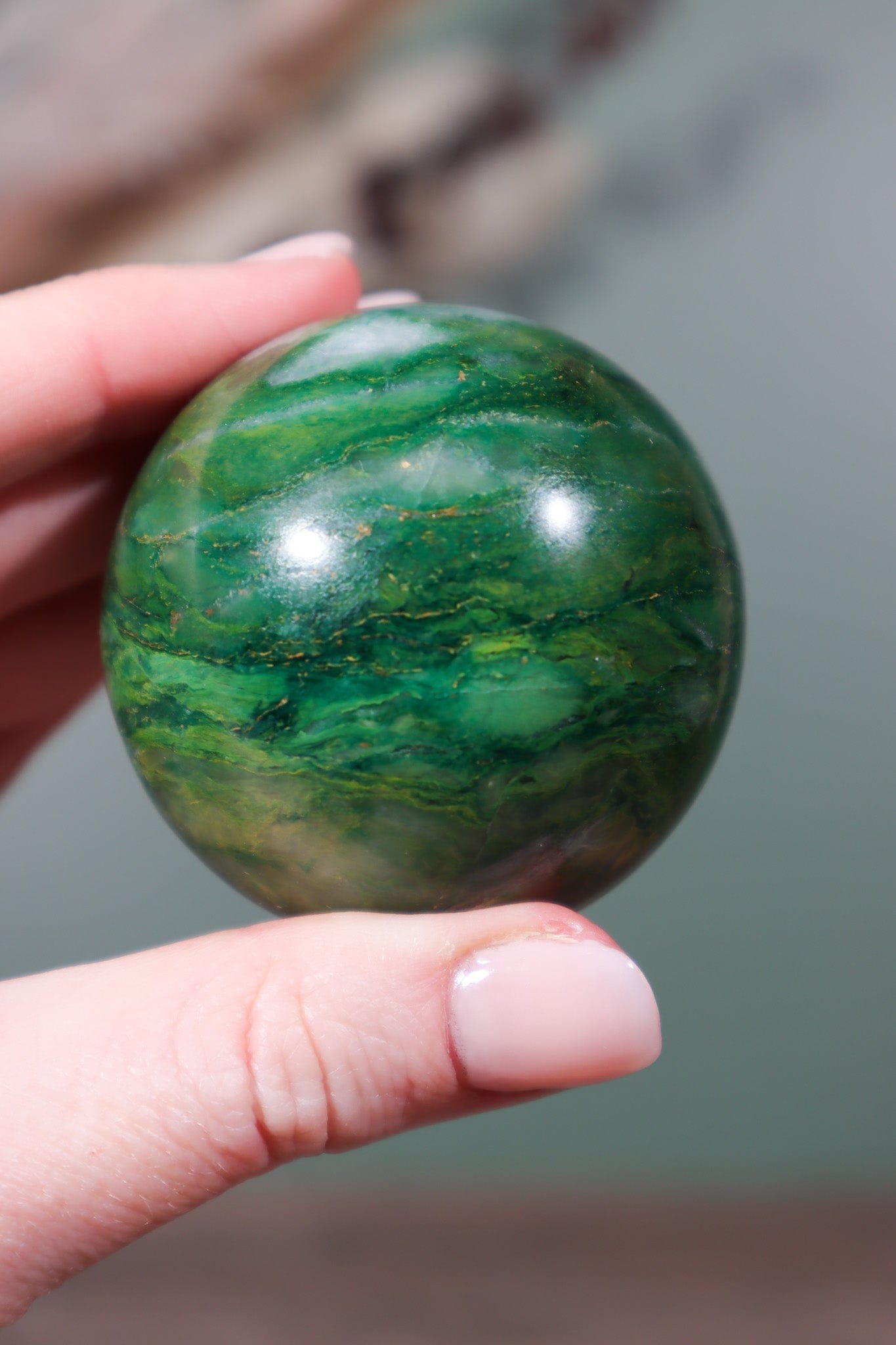 Polished Swazi Jade (Nephrite) Sphere Spheres Tali & Loz Crystals