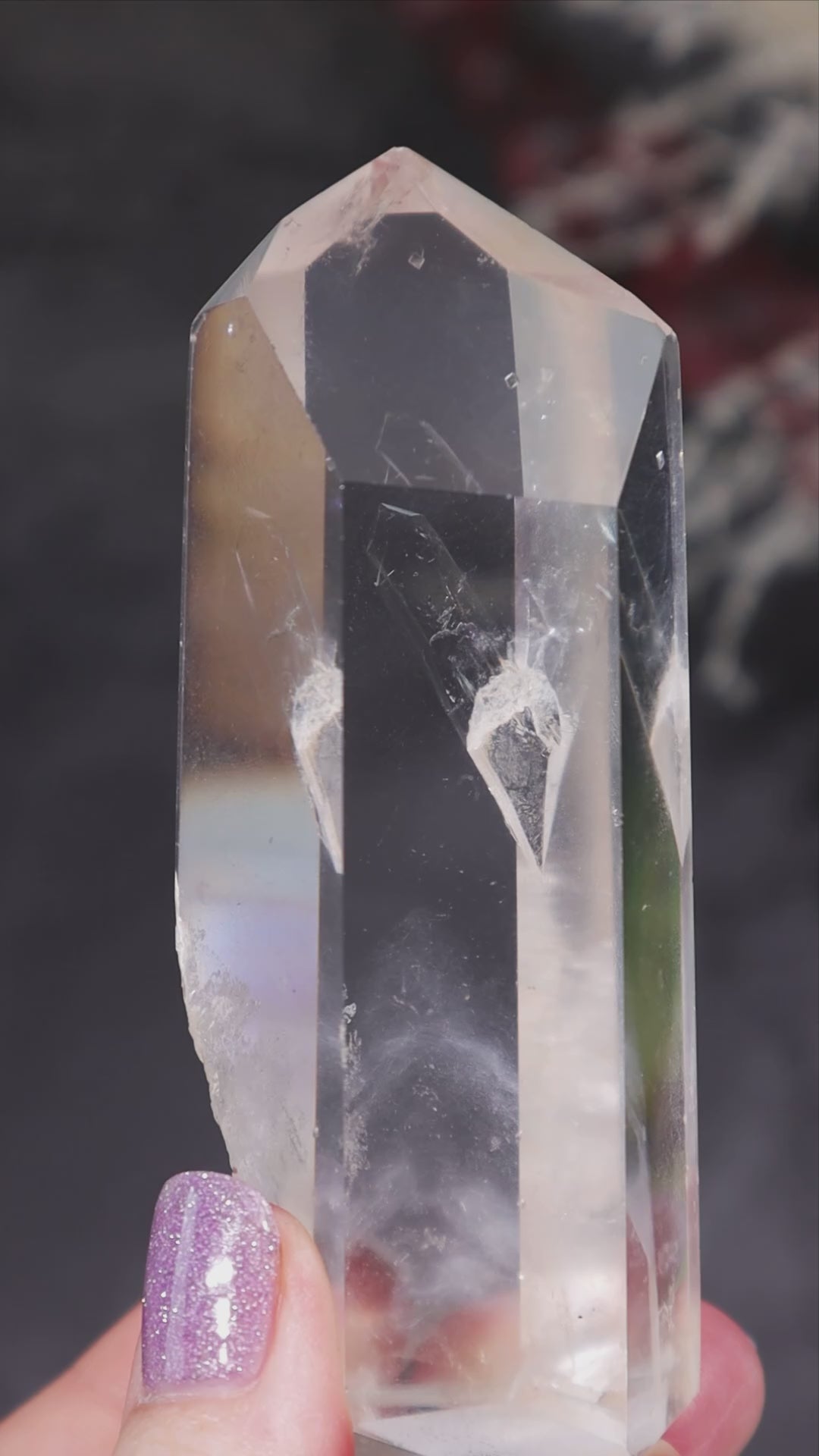 Clear Quartz Manifestation Crystal Tower With Natural Phantom 9.3cm, AAA Grade