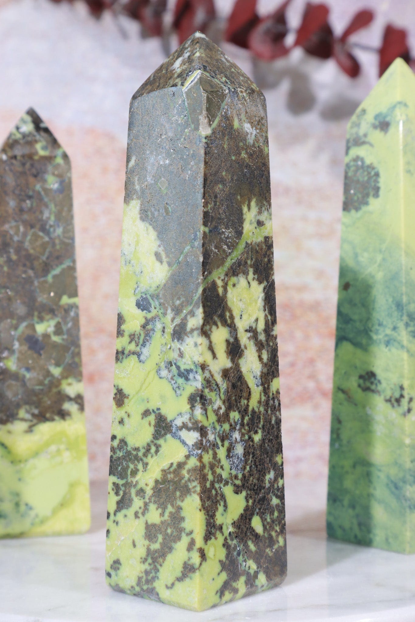 Pyrite In Serpentine Towers, Intuitively Chosen Towers Tali & Loz Crystals