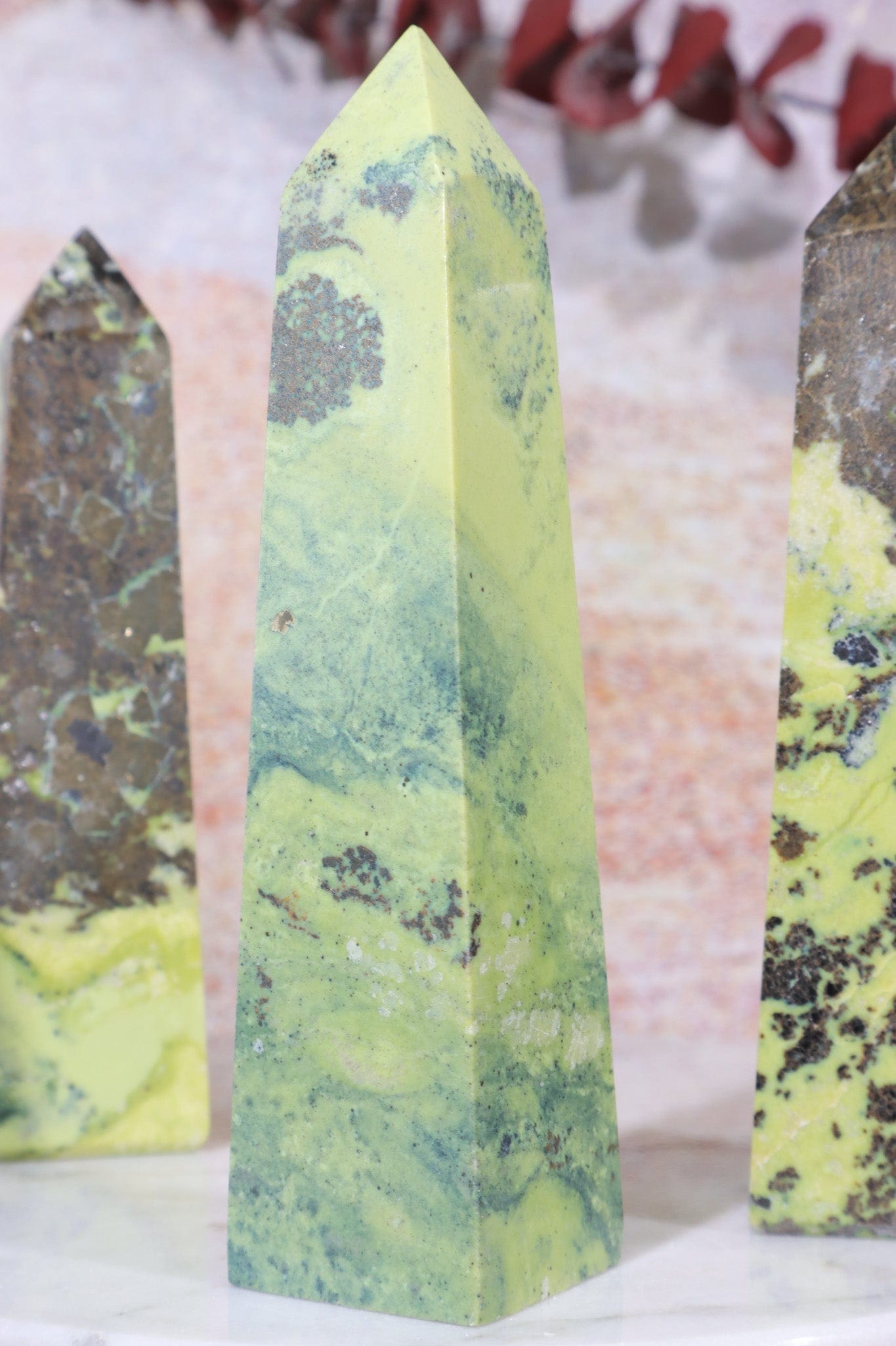 Pyrite In Serpentine Towers, Intuitively Chosen Towers Tali & Loz Crystals