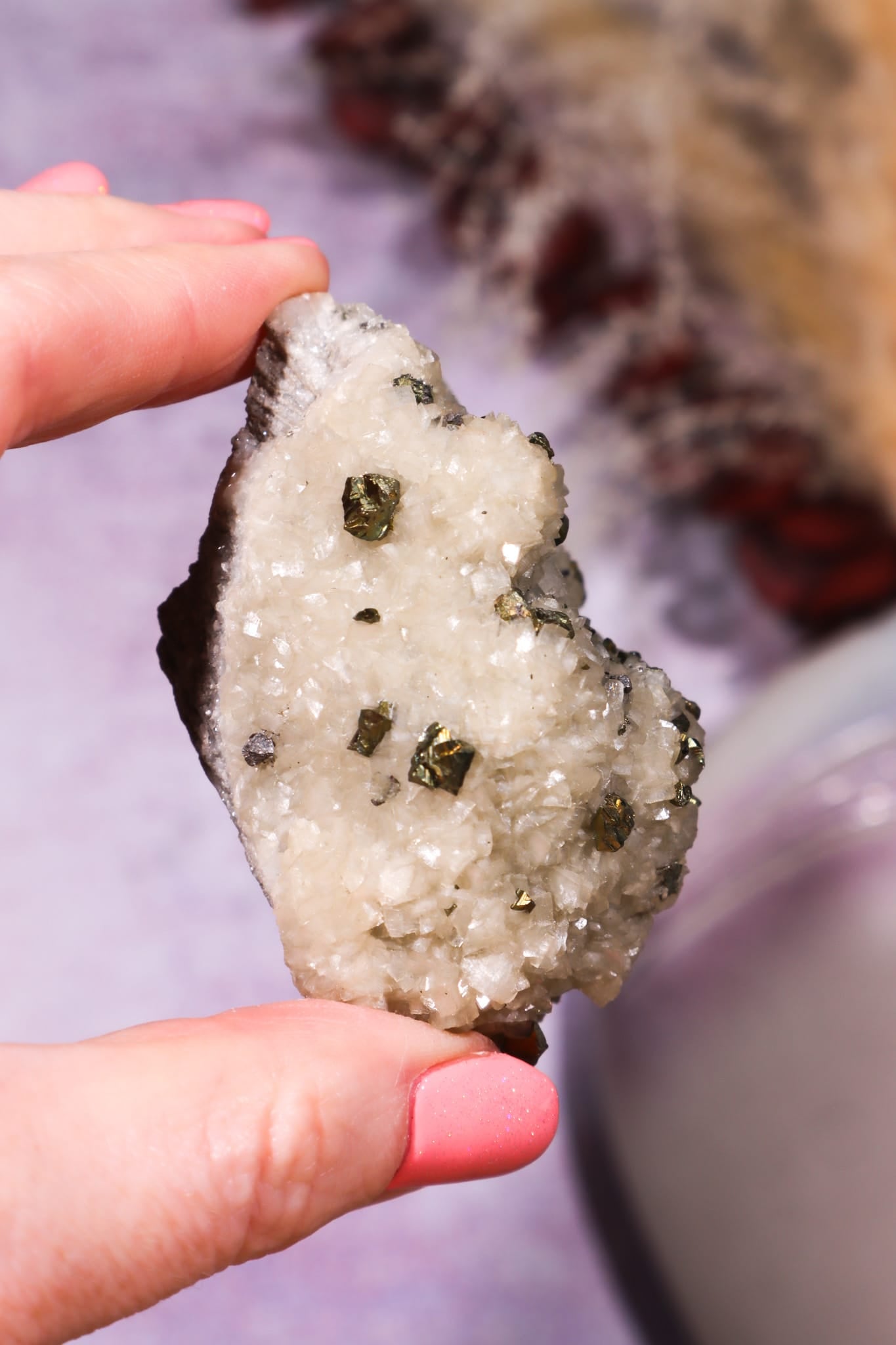 Pyrite on Dolomite Mineral Specimen 6.3cm Tali & Loz Crystals