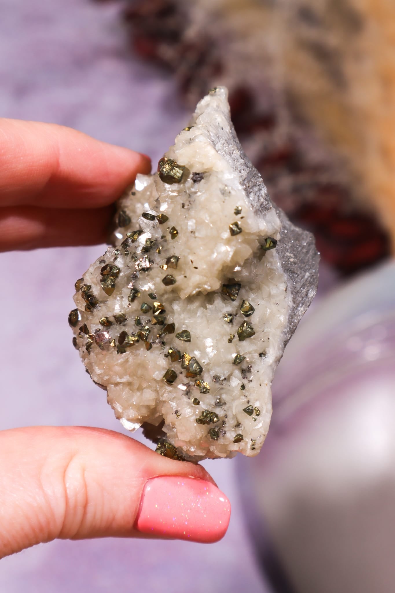 Pyrite on Dolomite Mineral Specimen 6.3cm Tali & Loz Crystals