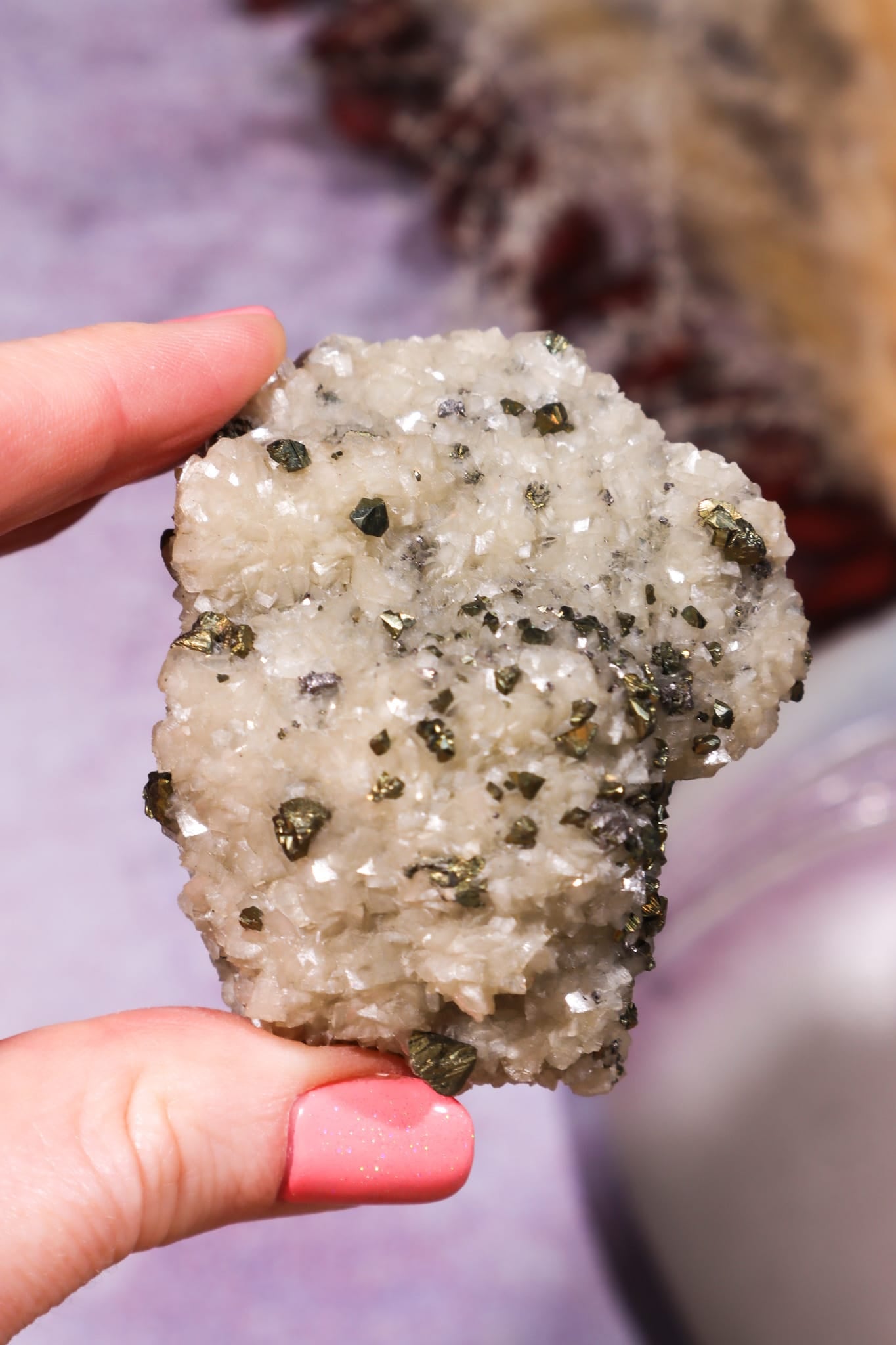 Pyrite on Dolomite Mineral Specimen 6.3cm Tali & Loz Crystals