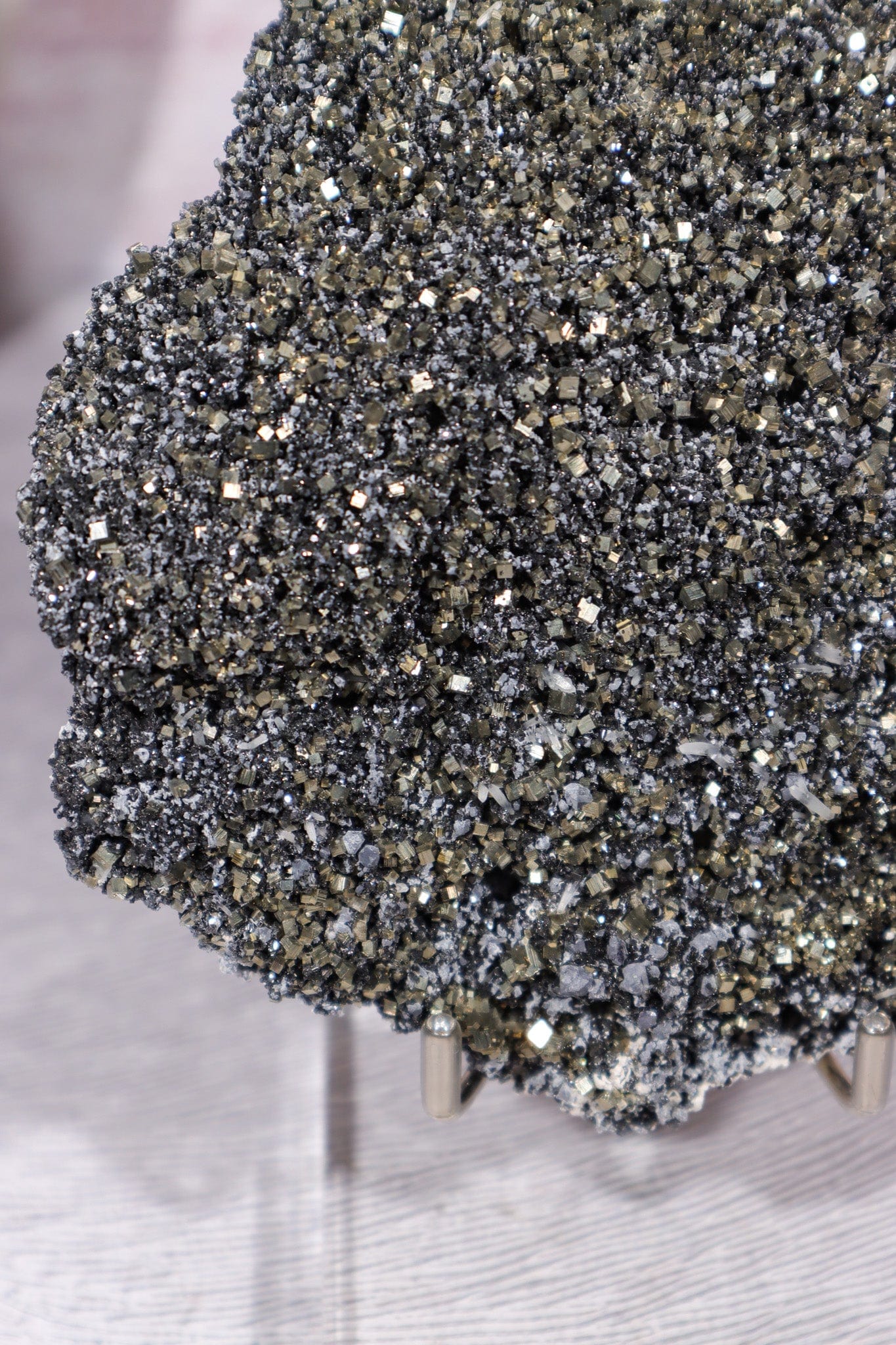 Pyrite With Galena And Quartz Details, Bulgaria 18.5cm Minerals Tali & Loz