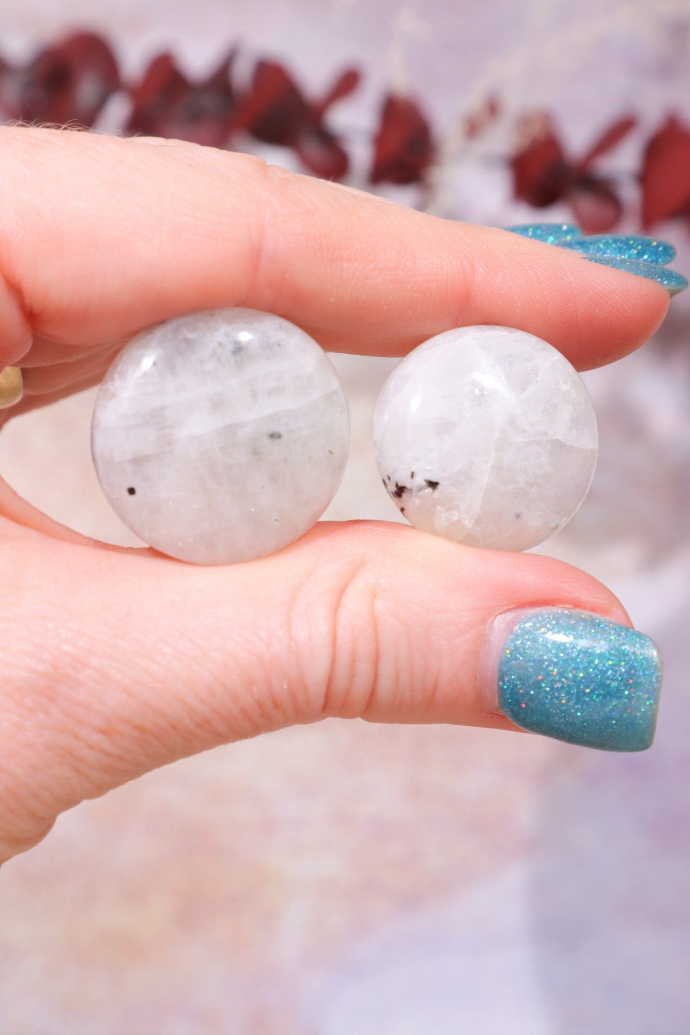 Rainbow Moonstone Cabochons Round and Oval Cabochons Circle (2/2.5cm) Tali & Loz Crystals