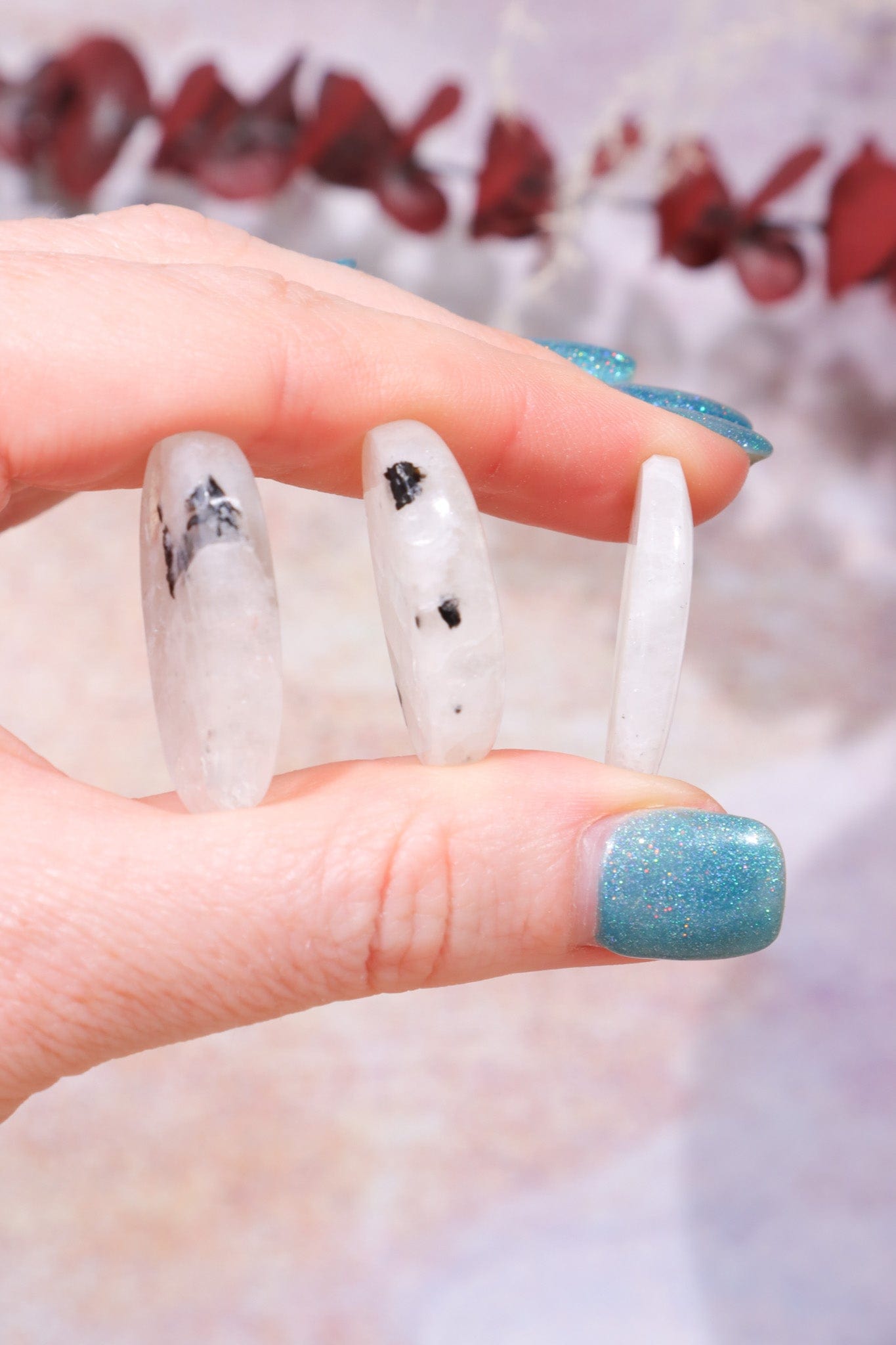 Rainbow Moonstone Cabochons Round and Oval Cabochons Tali & Loz Crystals