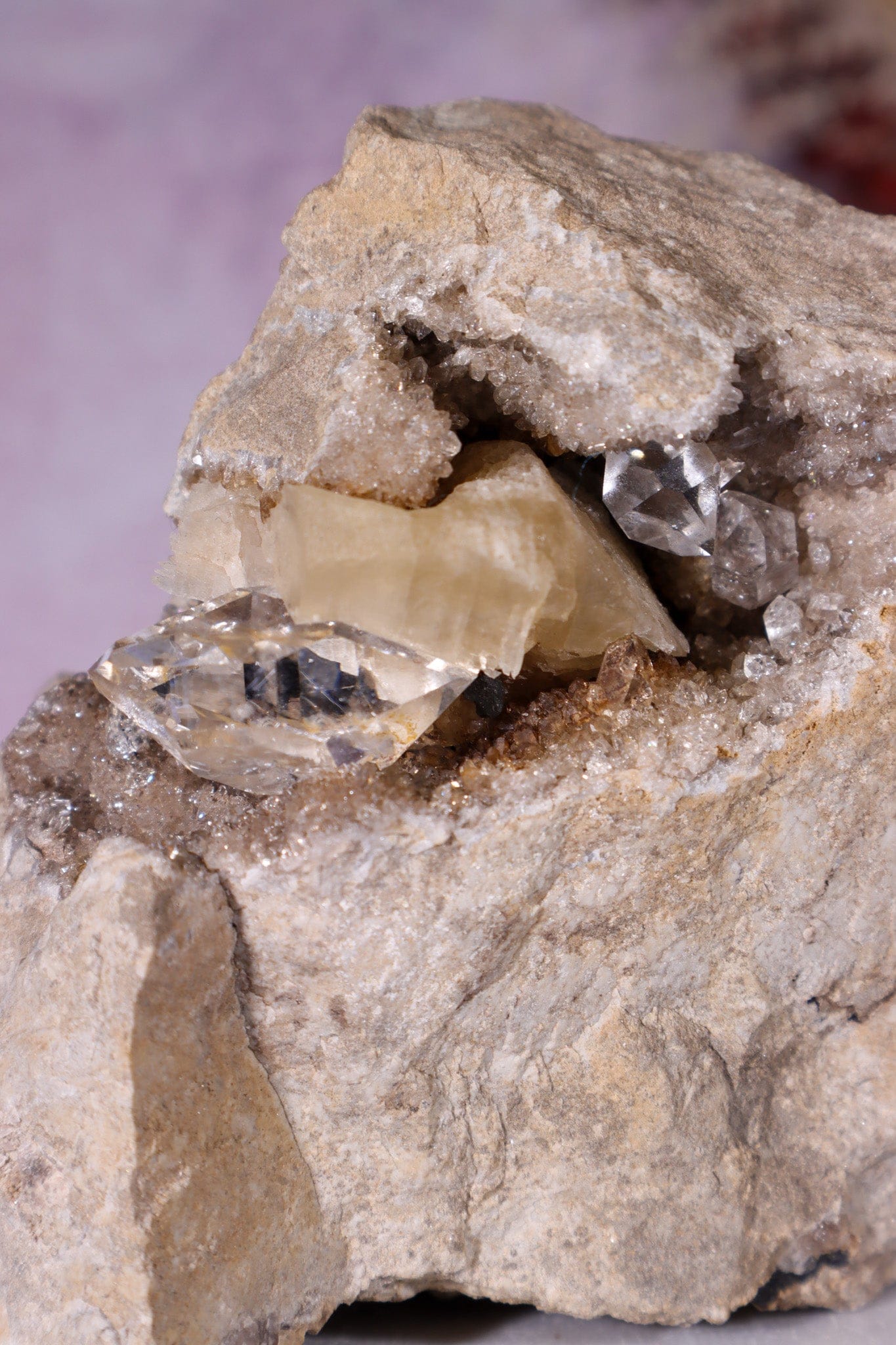 Rare Herkimer Diamond Specimen 0.6KG with Quartz, Calcite and Bitumen, New York, USA Rocks & Fossils Tali & Loz