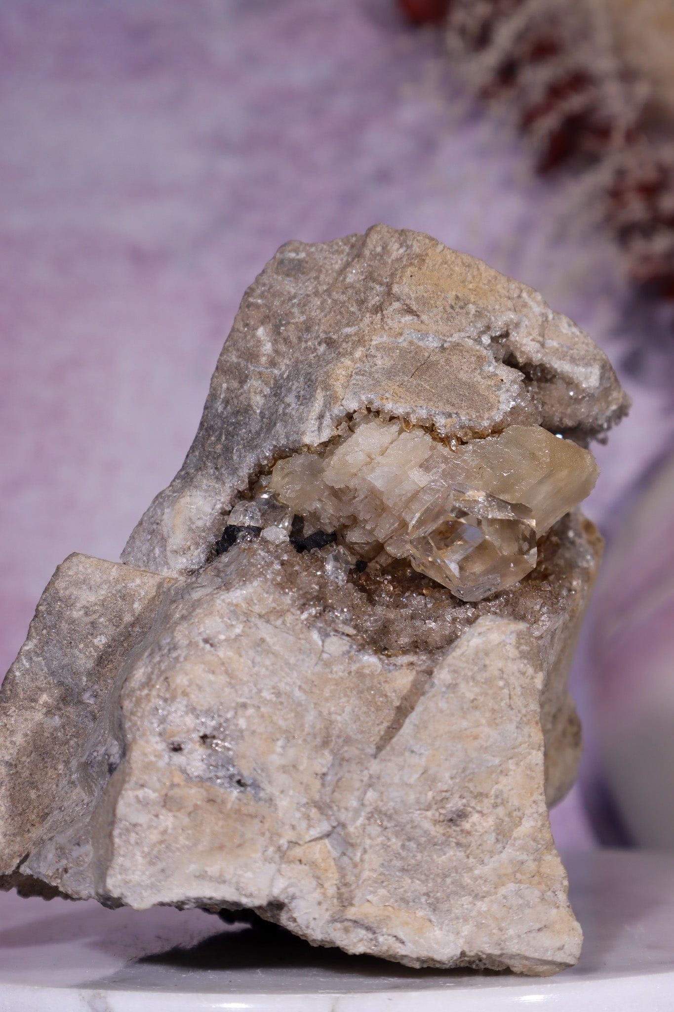 Rare Herkimer Diamond Specimen 0.6KG with Quartz, Calcite and Bitumen, New York, USA Rocks & Fossils Tali & Loz