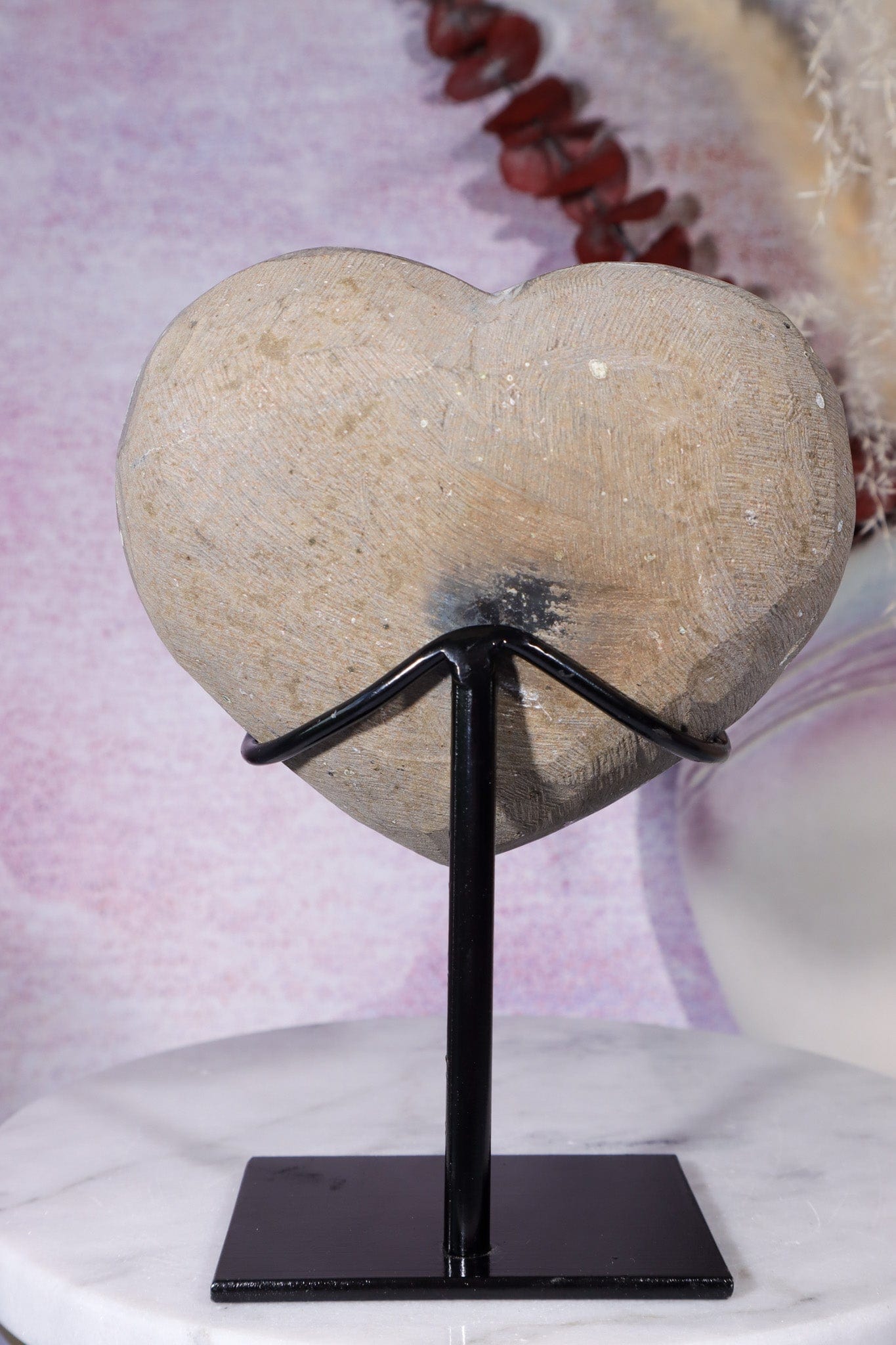 Red Amethyst Heart On Custom Stand 14cm Hearts Tali & Loz Crystals