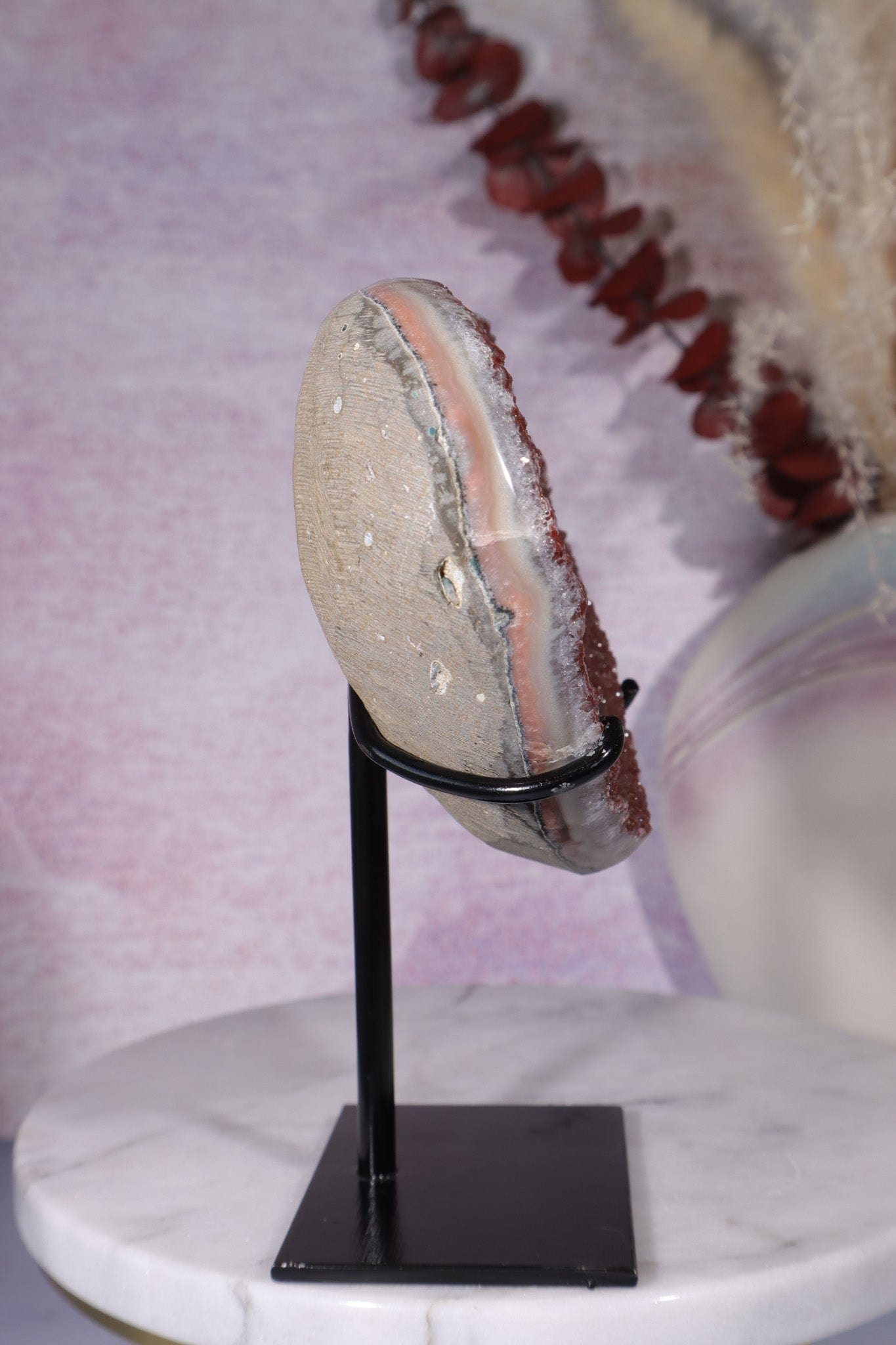 Red Amethyst Heart On Custom Stand 14cm Hearts Tali & Loz Crystals