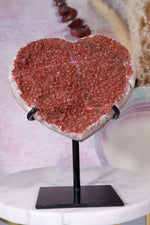 Red Amethyst Heart On Custom Stand 14cm Hearts Tali & Loz Crystals