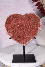 Red Amethyst Heart On Custom Stand 14cm Hearts Tali & Loz Crystals