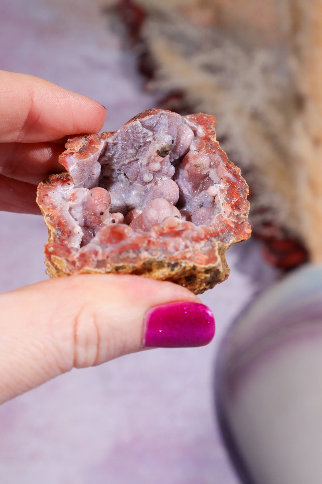 Red Botryoidal Chalcedony Geode 6cm, Morocco Specimen Tali & Loz Crystals