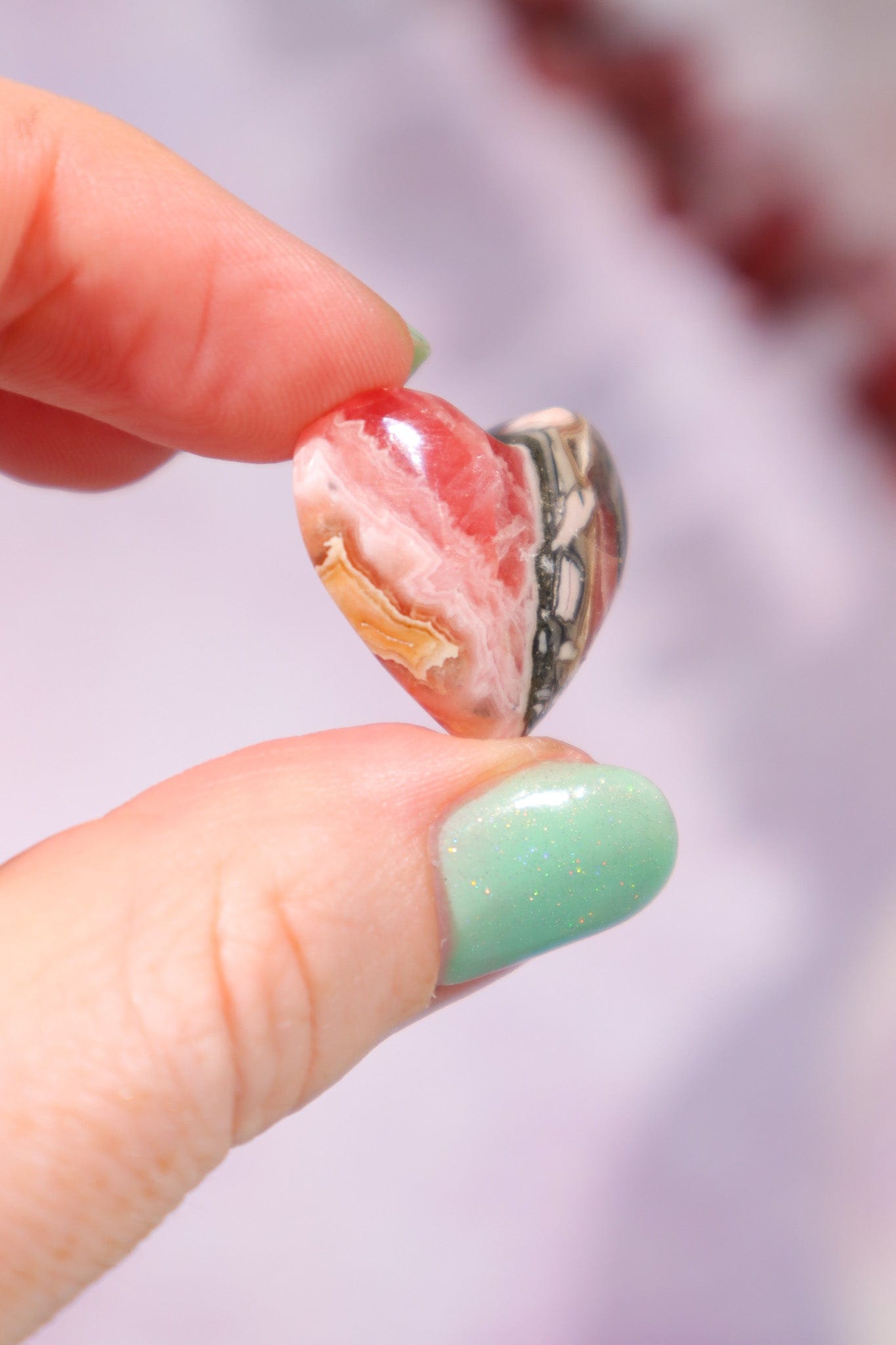 Rhodochrosite Heart With Hematite 7gr Hearts Tali & Loz Crystals