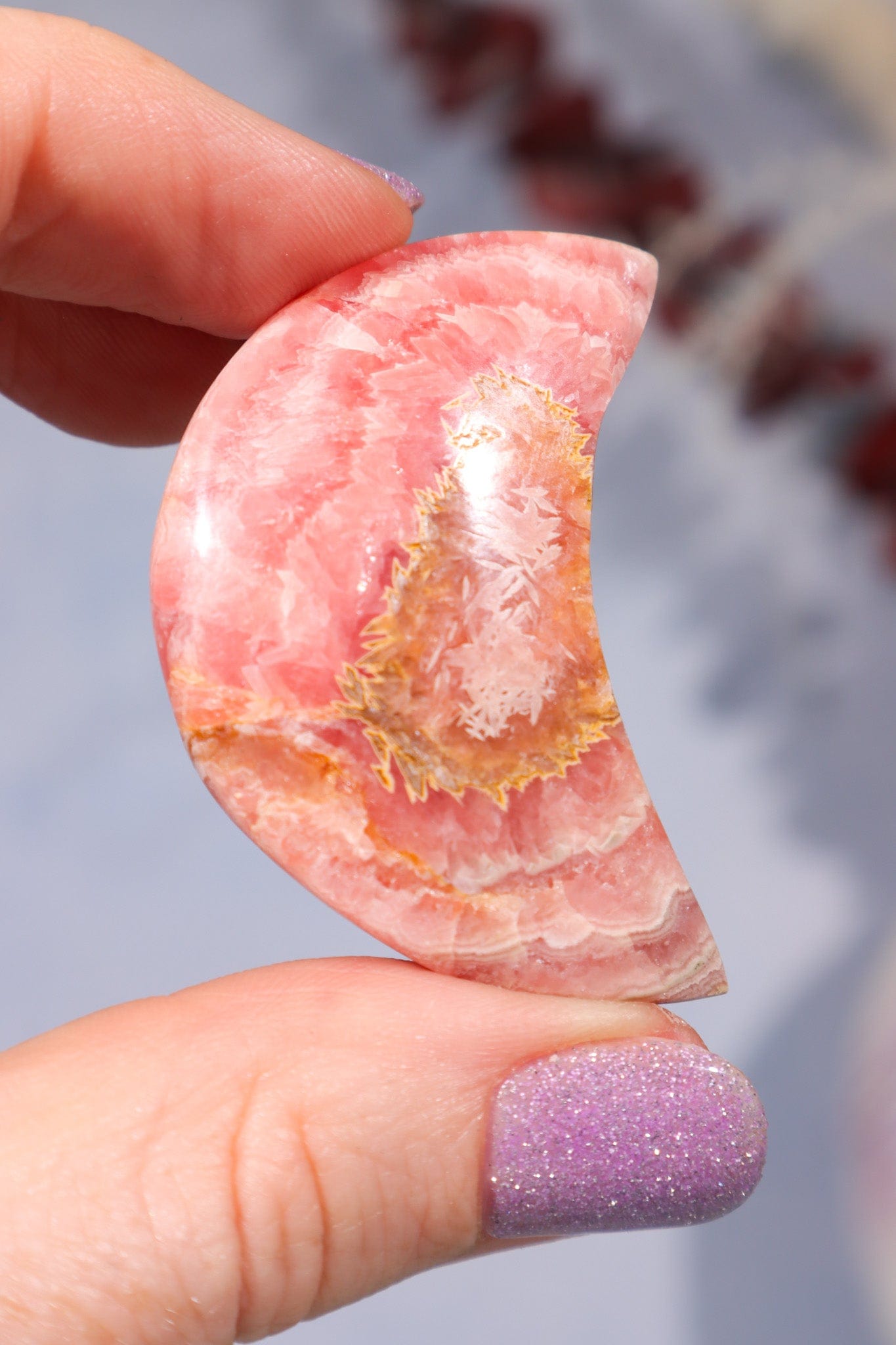 Rhodochrosite Moon 27.7gr Moons Tali & Loz Crystals