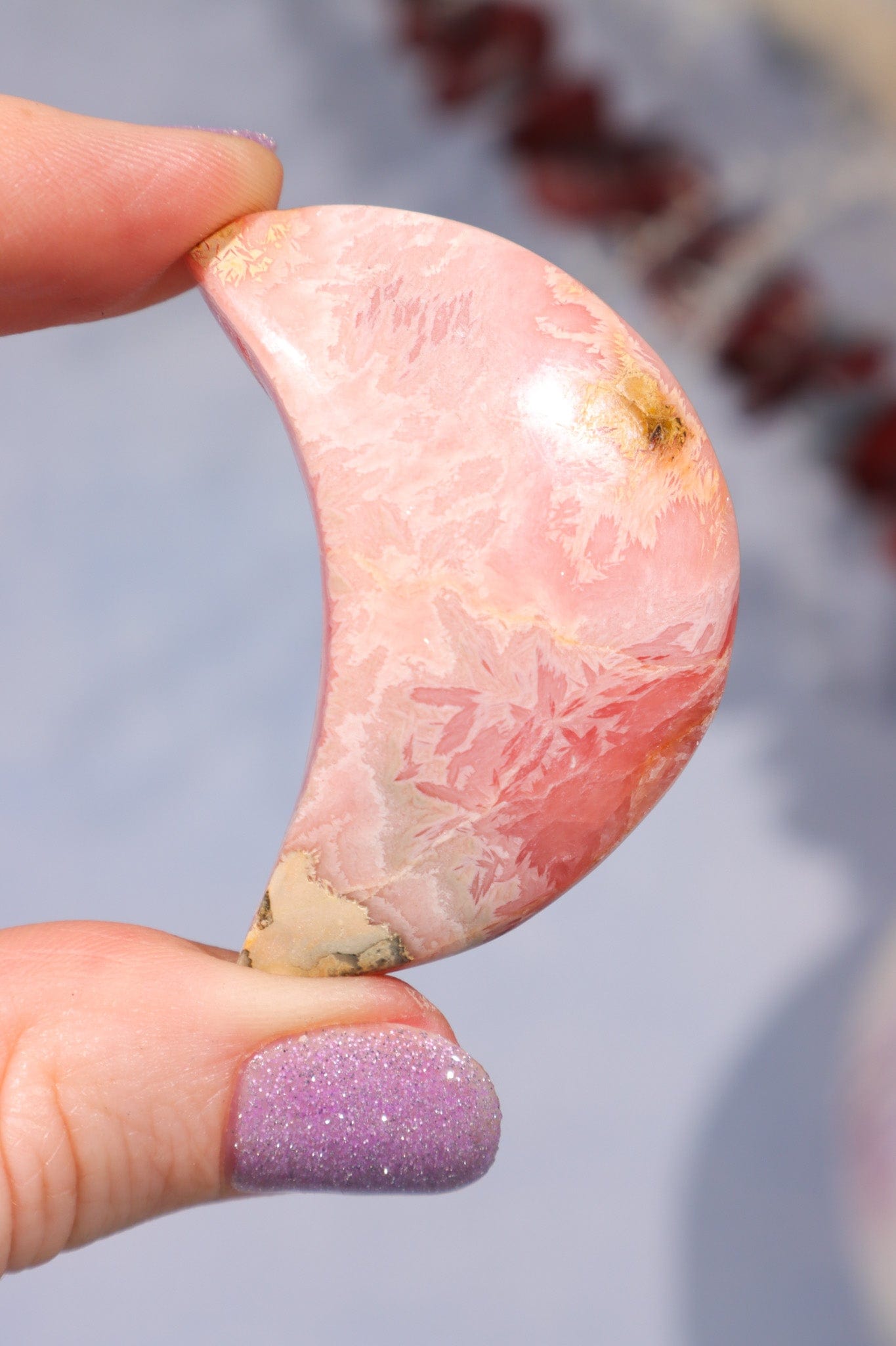 Rhodochrosite Moon 27.7gr Moons Tali & Loz Crystals