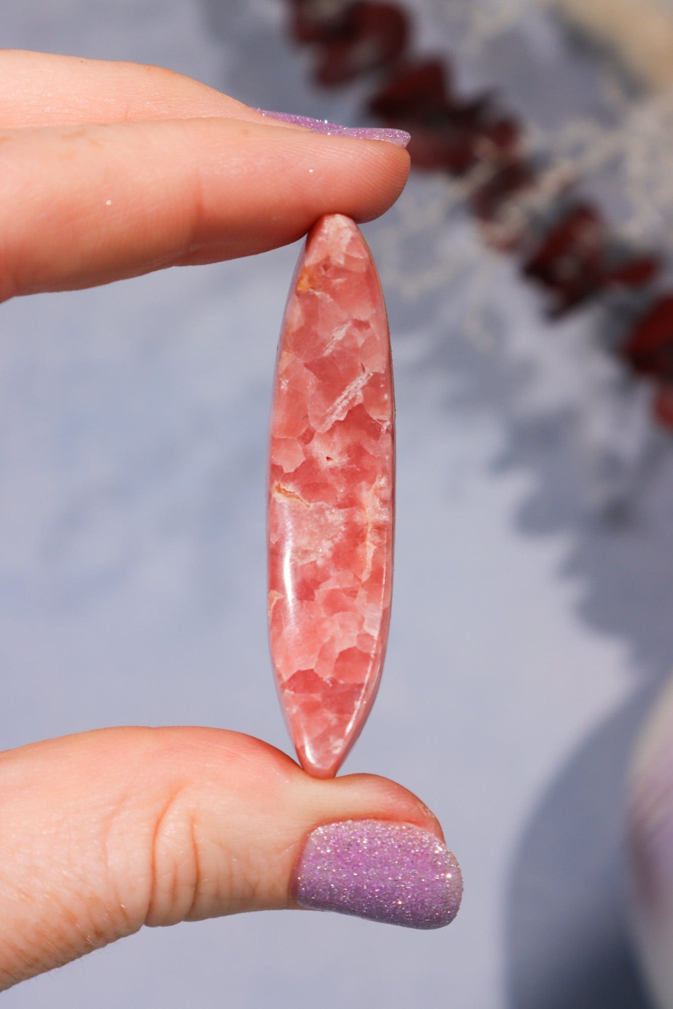 Rhodochrosite Moon With Hematite 45.9gr Moons Tali & Loz Crystals