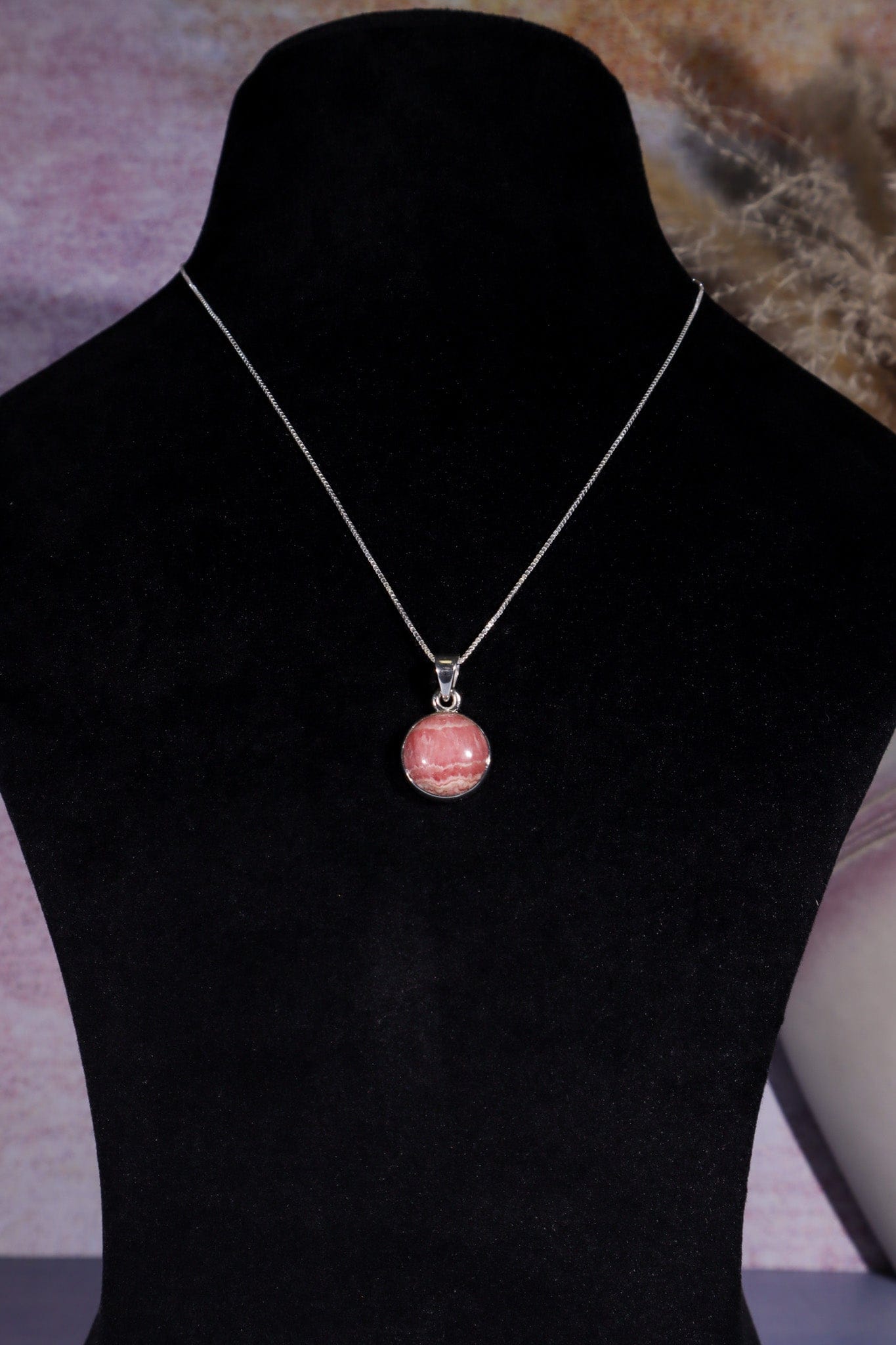 Rhodochrosite Pendant 2cm 925 Silver Pendant With Chain Jewellery Tali & Loz Crystals