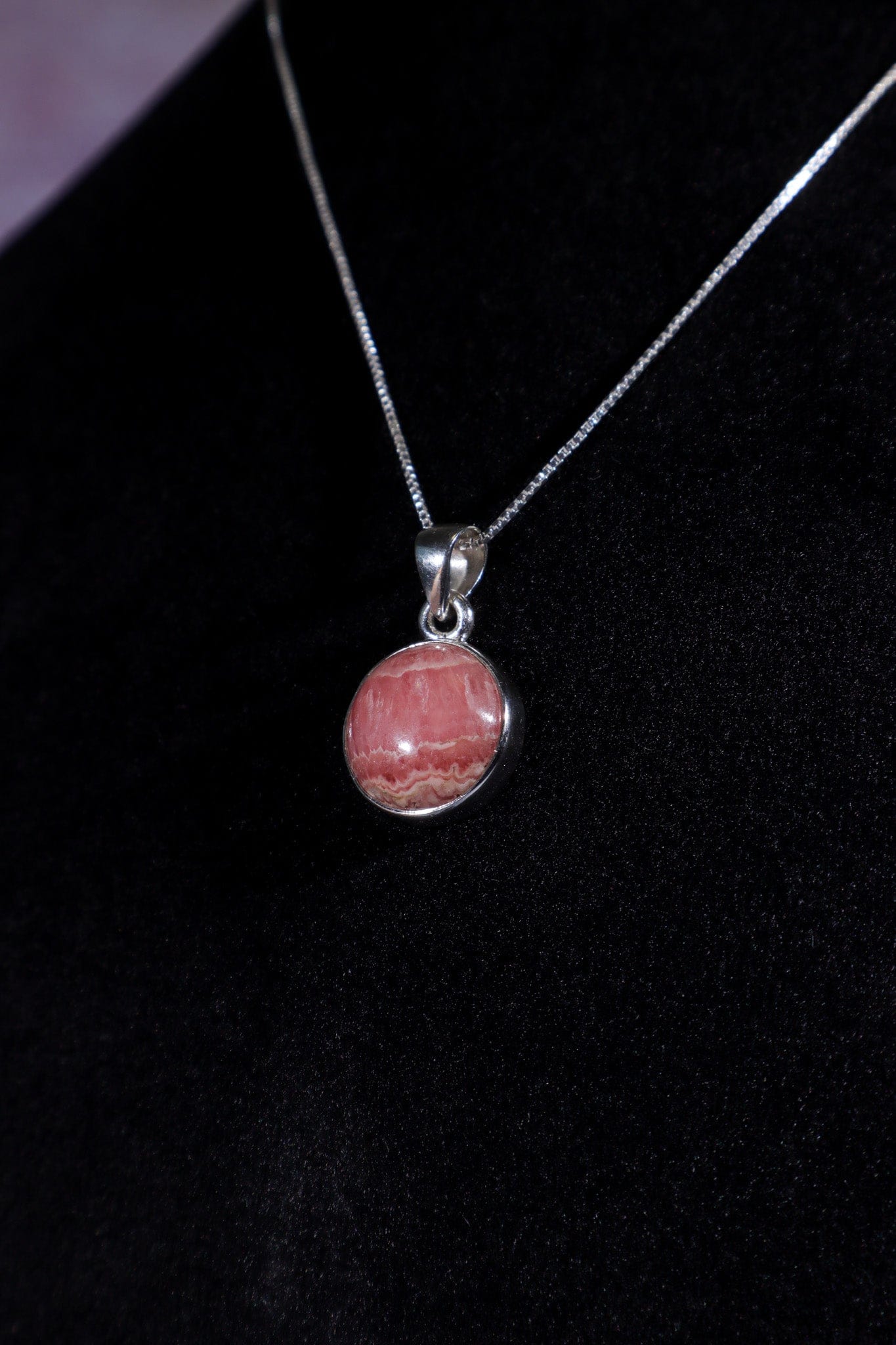 Rhodochrosite Pendant 2cm 925 Silver Pendant With Chain Jewellery Tali & Loz Crystals