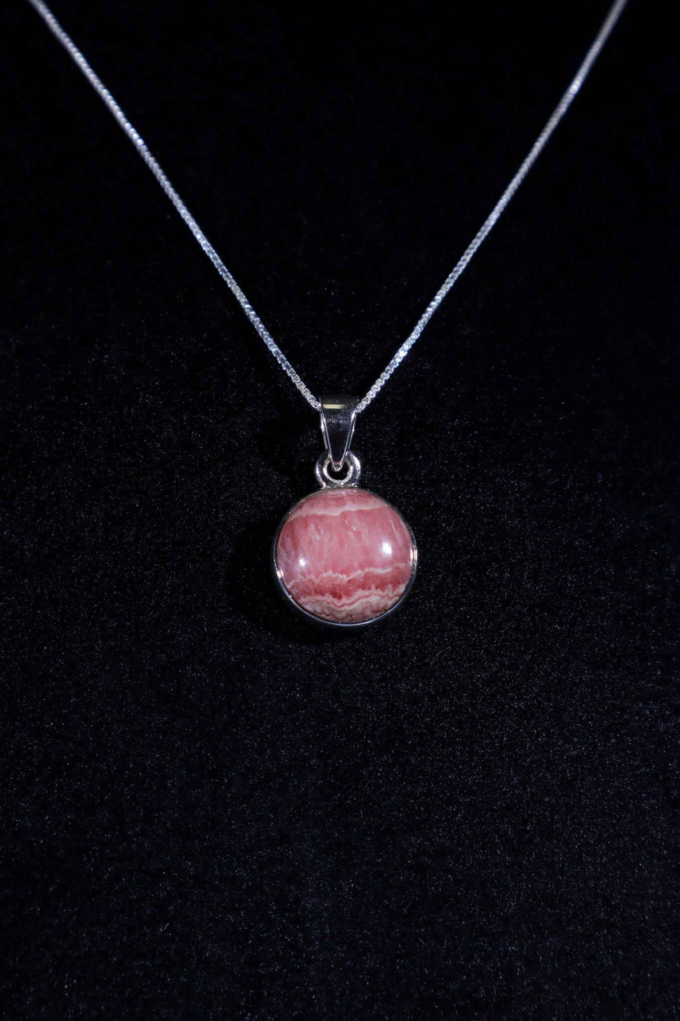 Rhodochrosite Pendant 2cm 925 Silver Pendant With Chain Jewellery Tali & Loz Crystals