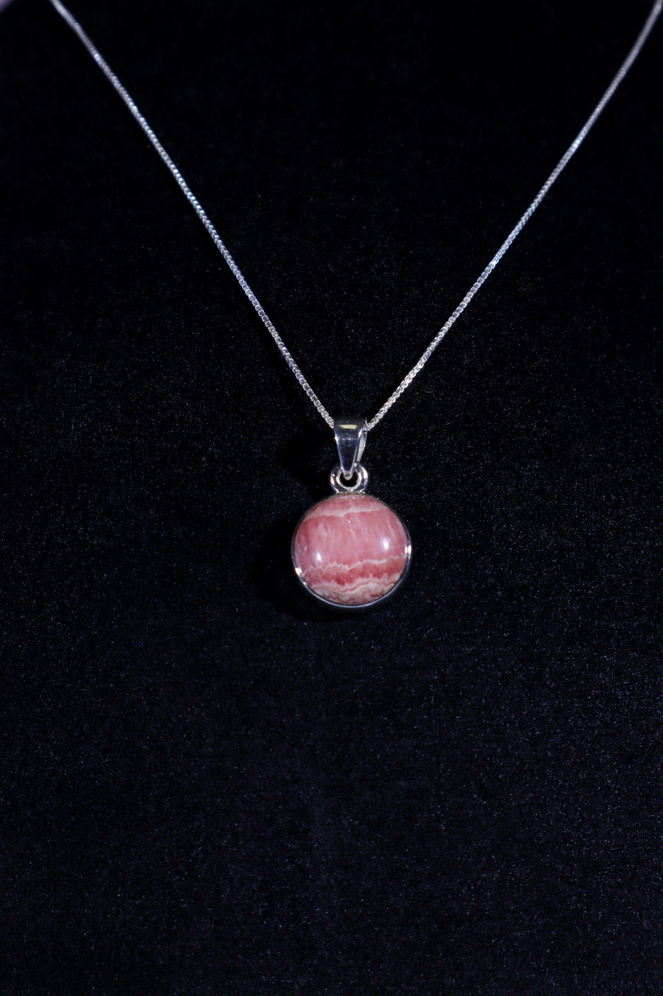 Rhodochrosite Pendant 2cm 925 Silver Pendant With Chain Jewellery Tali & Loz Crystals