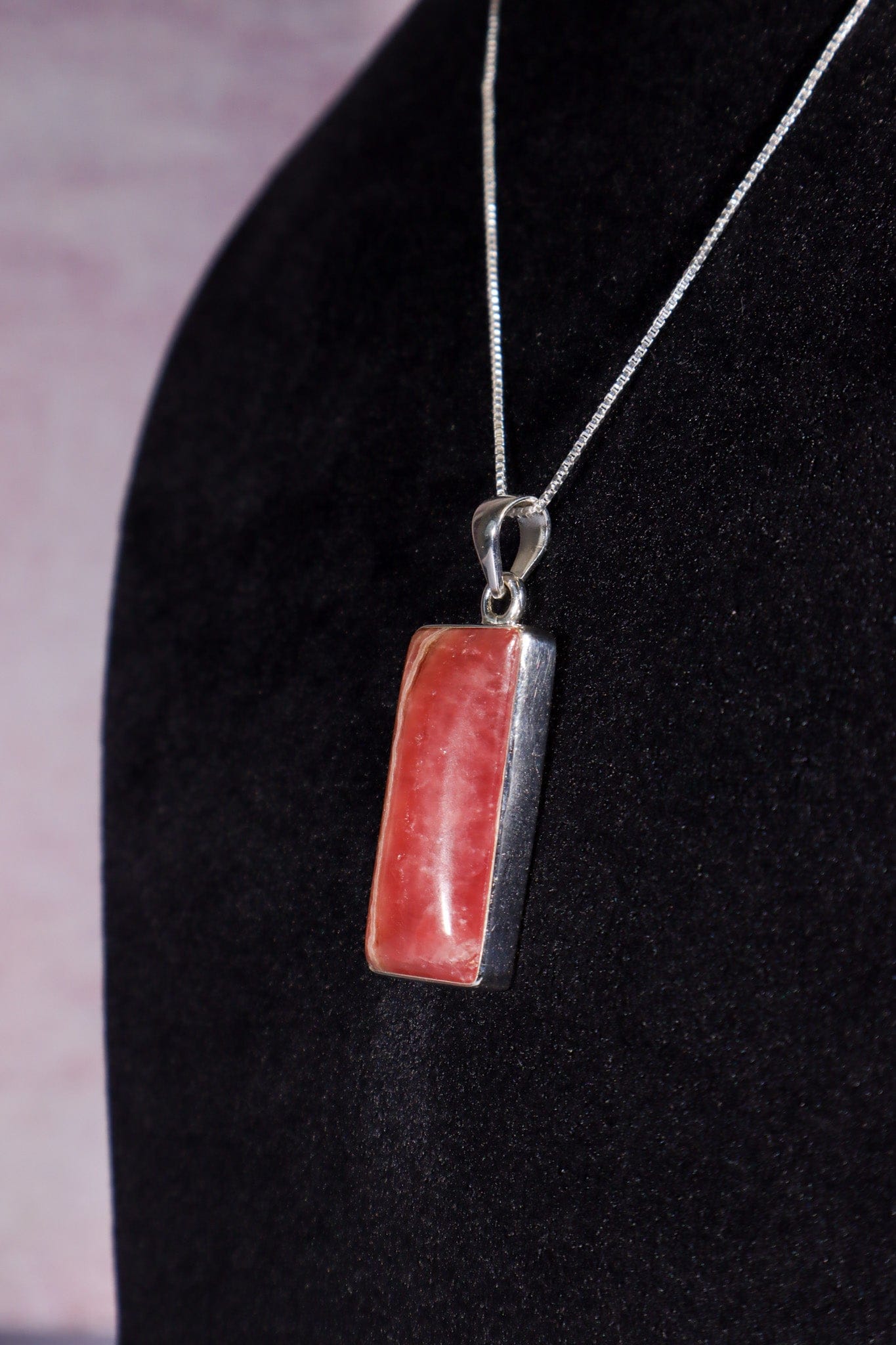 Rhodochrosite Pendant 3.7cm 925 Silver Pendant With Chain Jewellery Tali & Loz Crystals