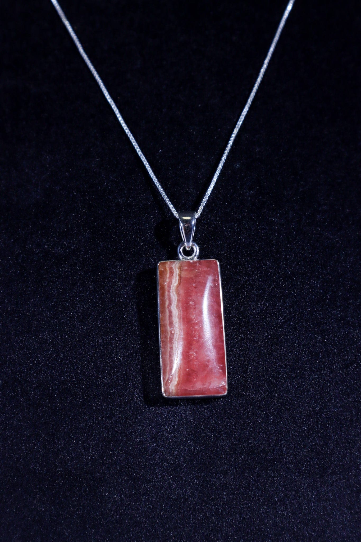 Rhodochrosite Pendant 3.7cm 925 Silver Pendant With Chain Jewellery Tali & Loz Crystals