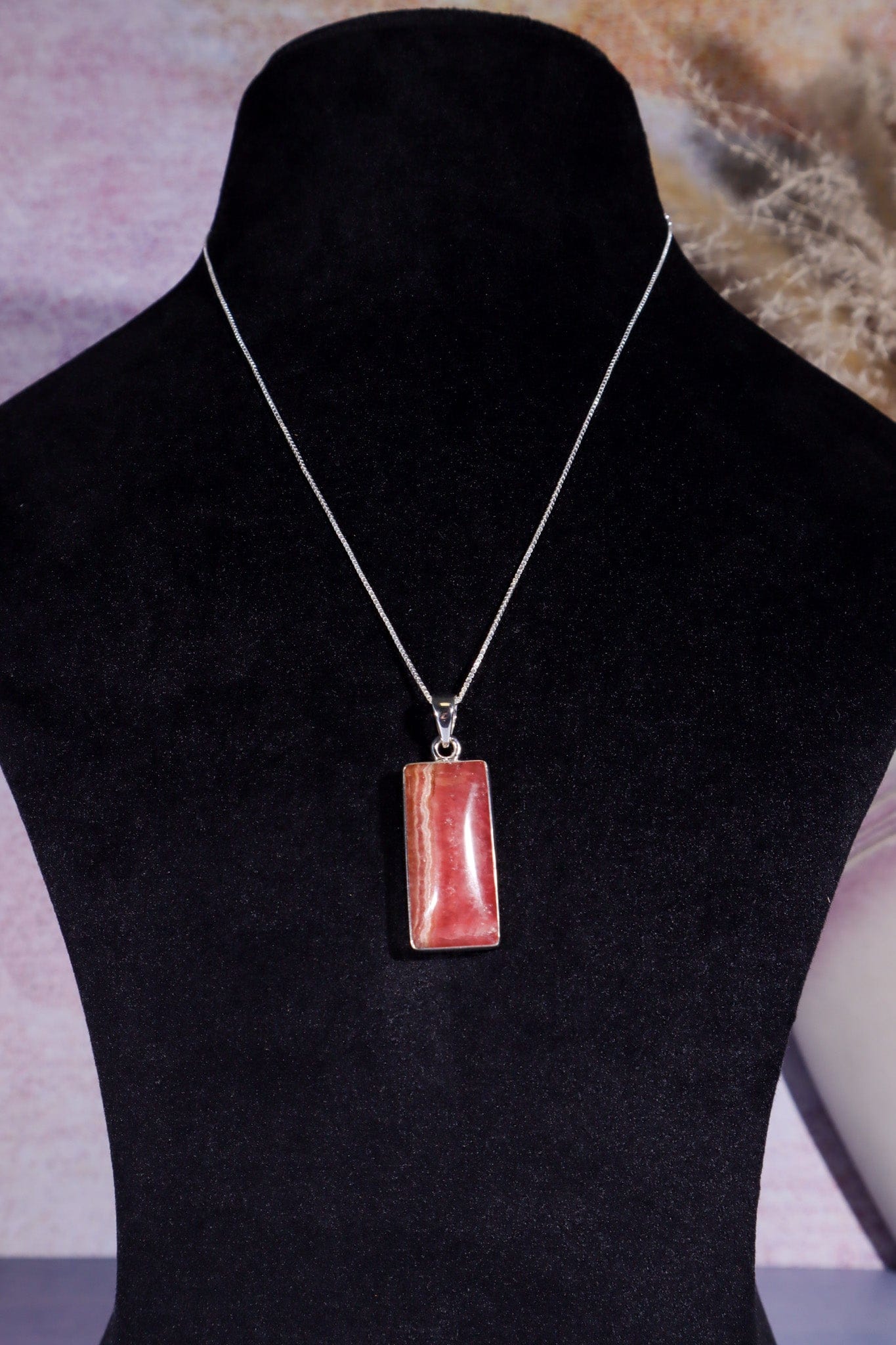 Rhodochrosite Pendant 3.7cm 925 Silver Pendant With Chain Jewellery Tali & Loz Crystals