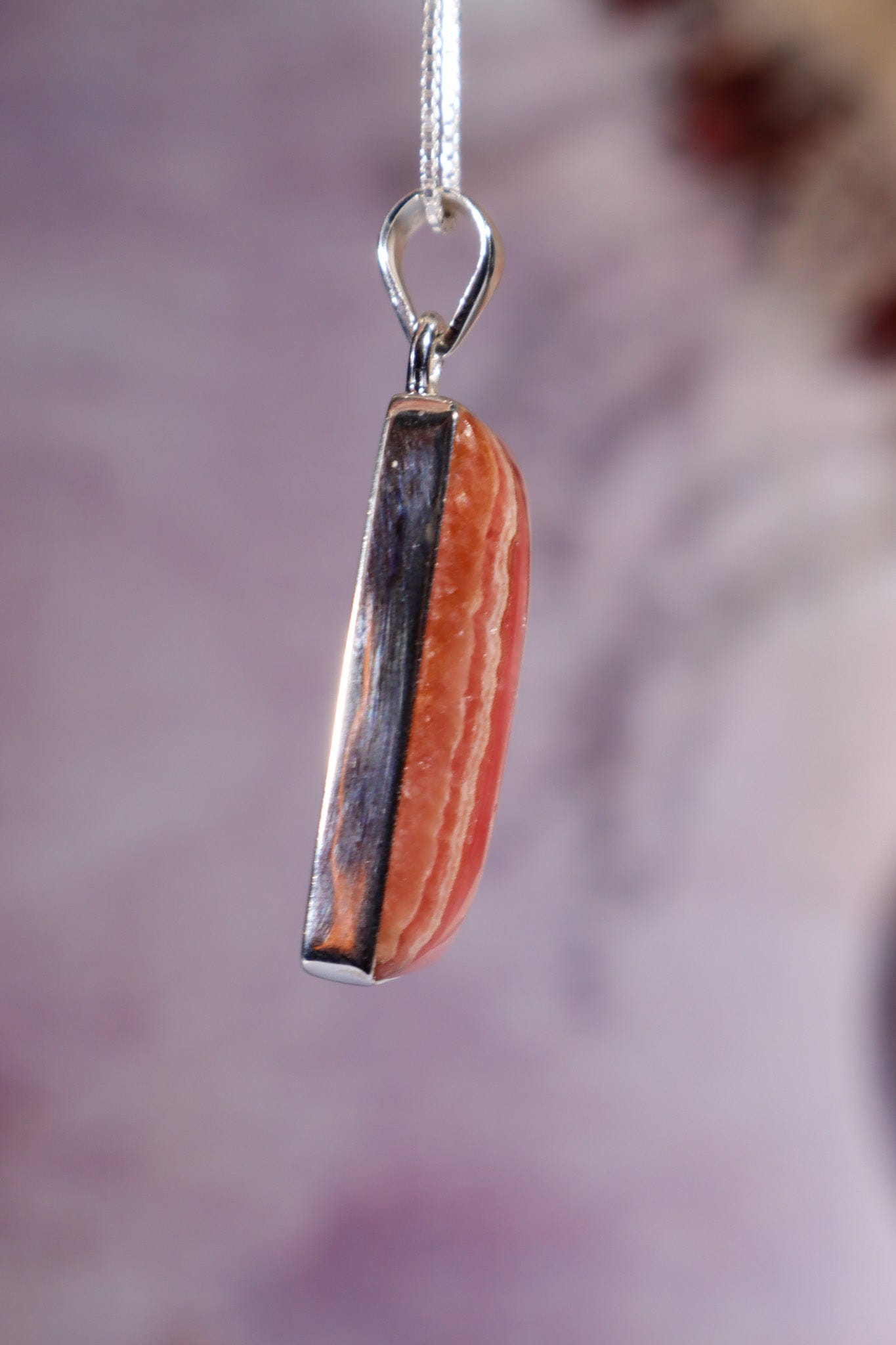 Rhodochrosite Pendant 3.7cm 925 Silver Pendant With Chain Jewellery Tali & Loz Crystals
