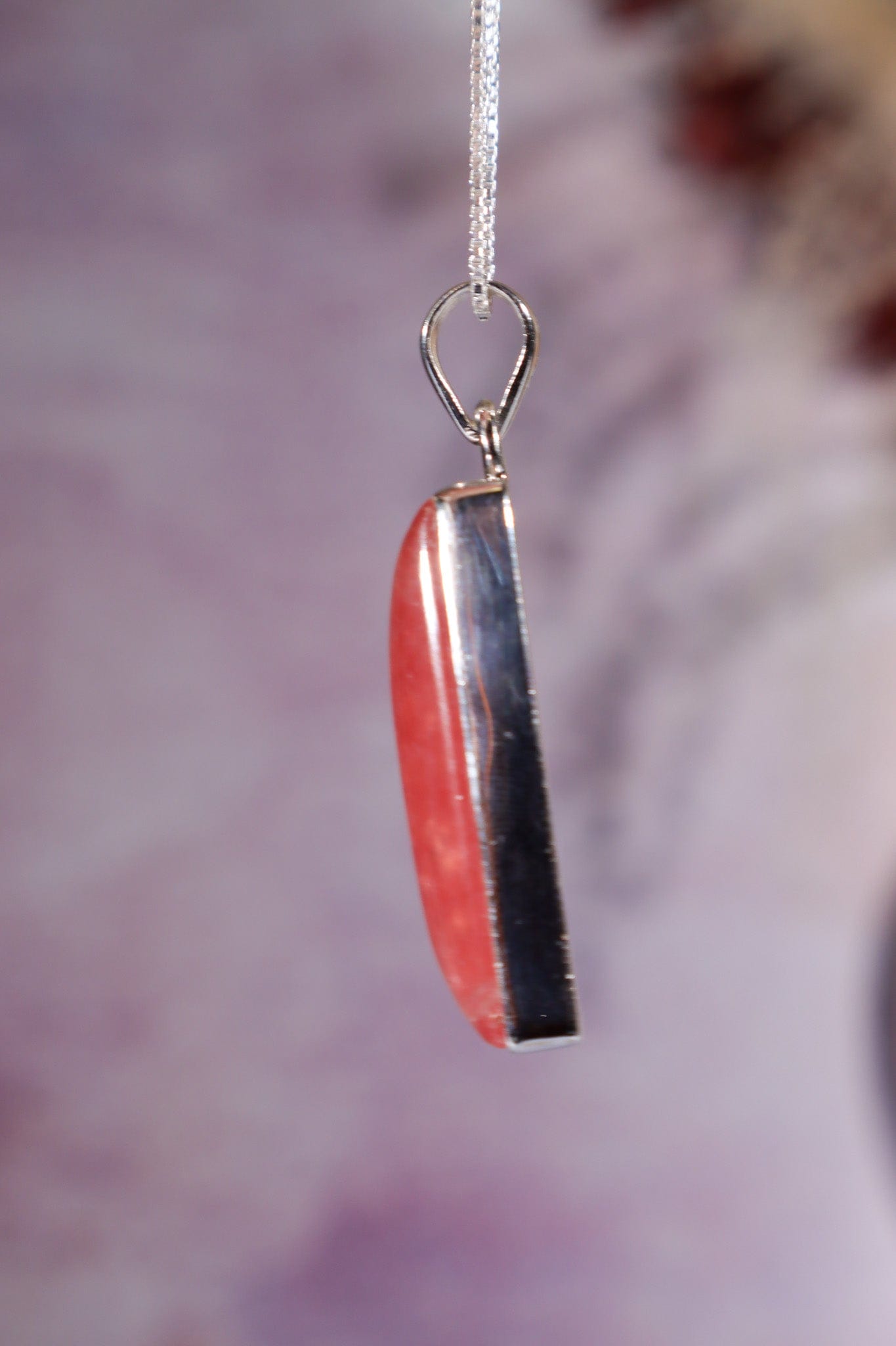 Rhodochrosite Pendant 3.7cm 925 Silver Pendant With Chain Jewellery Tali & Loz Crystals