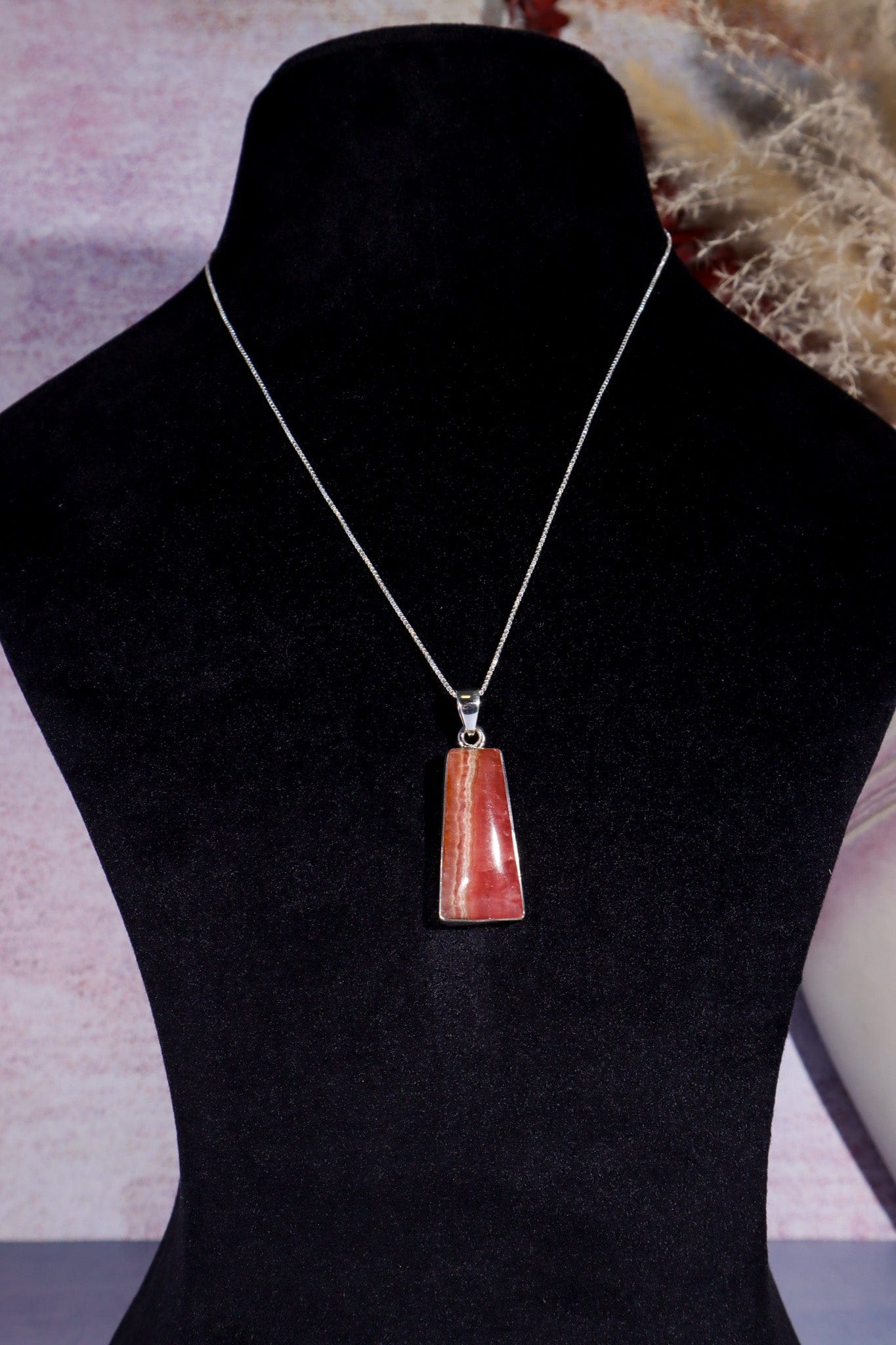 Rhodochrosite Pendant 3.7cm 925 Silver Pendant With Chain Jewellery Tali & Loz Crystals